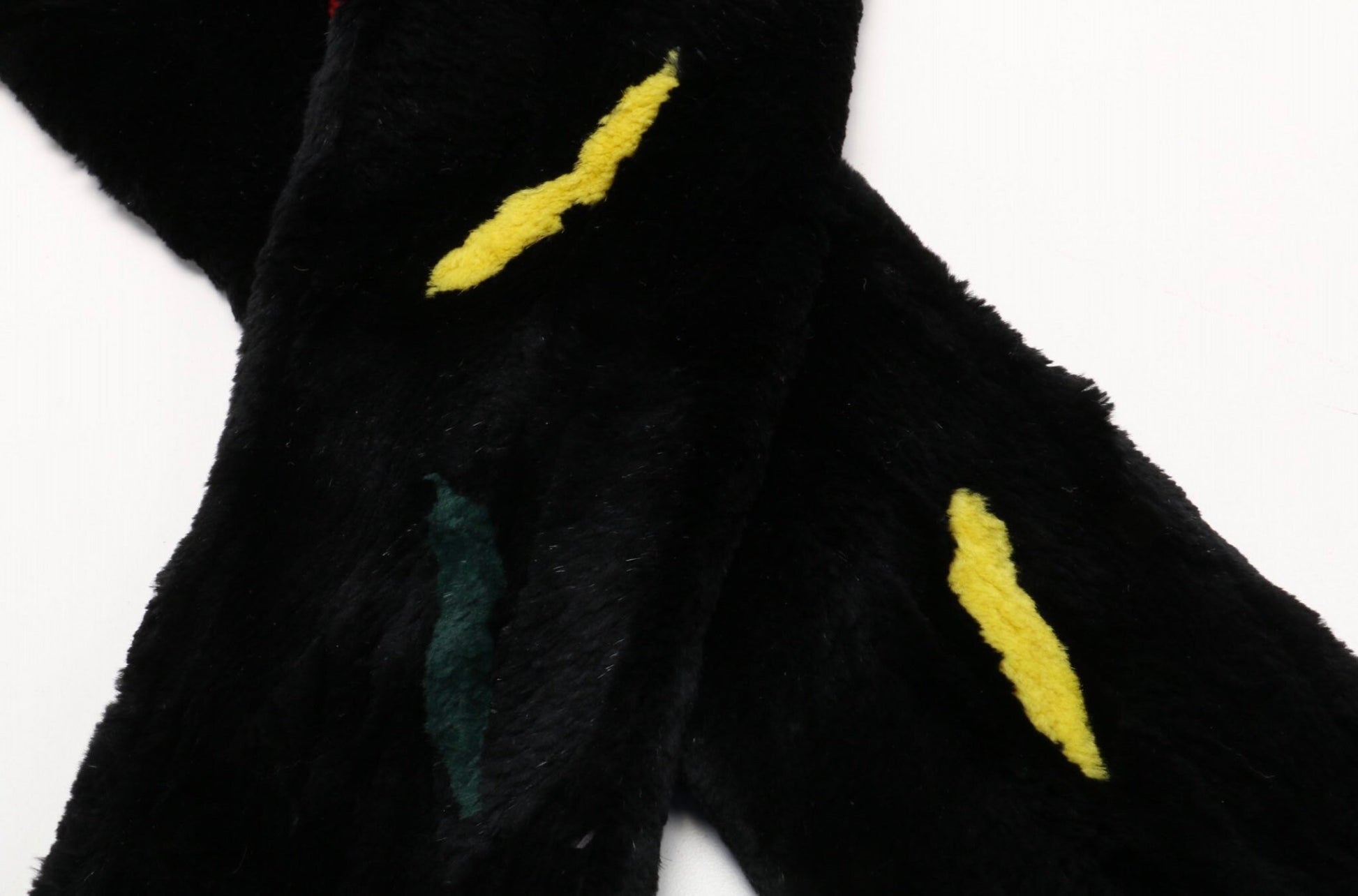 Fur Unisex Vintage Black Sheared Beaver Multi Color Abstract Stole Scarf 65" Long Zuki