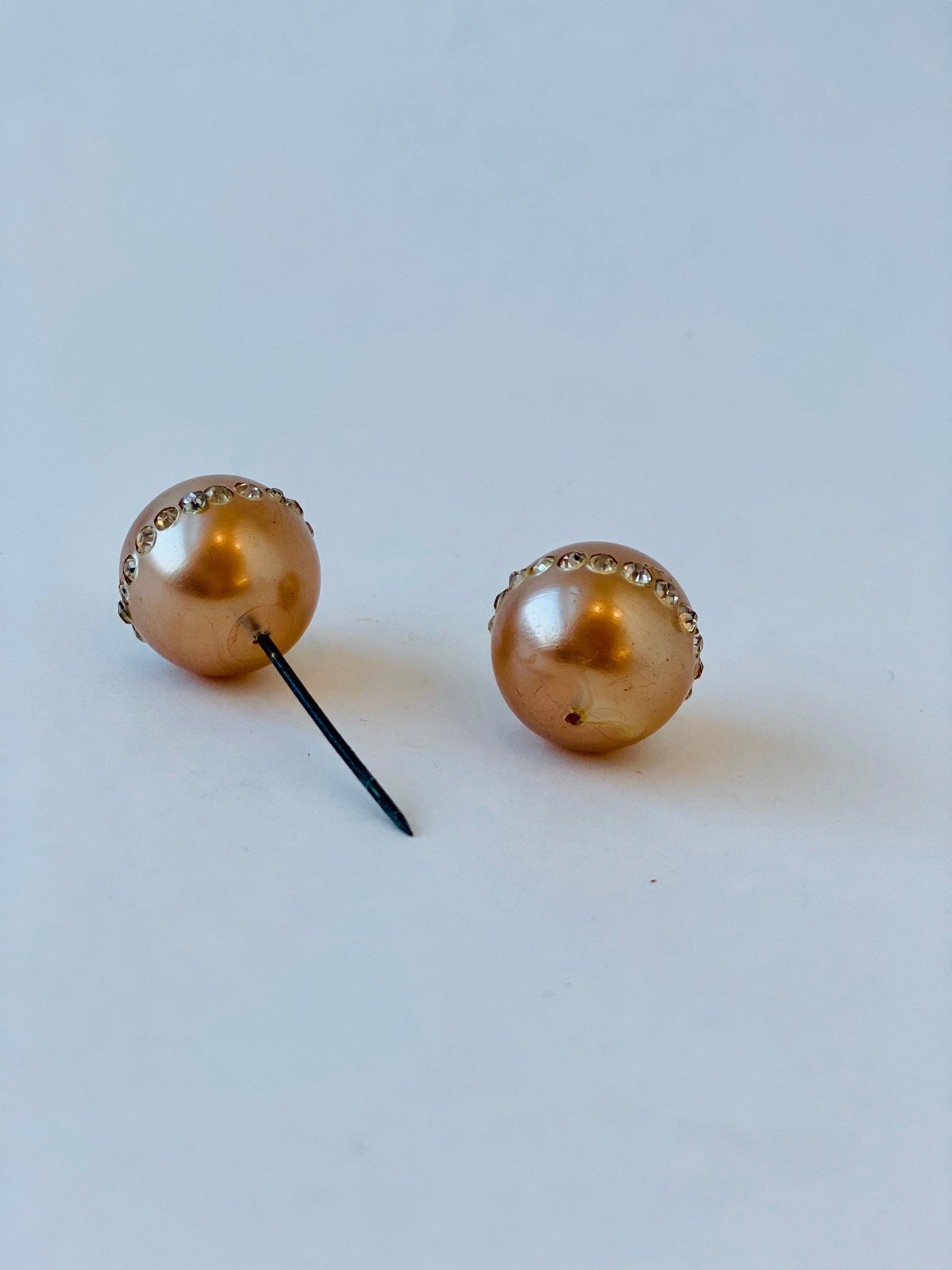 Antique Rare Blush Rhinestone Oversized Gum-ball Fur Pin