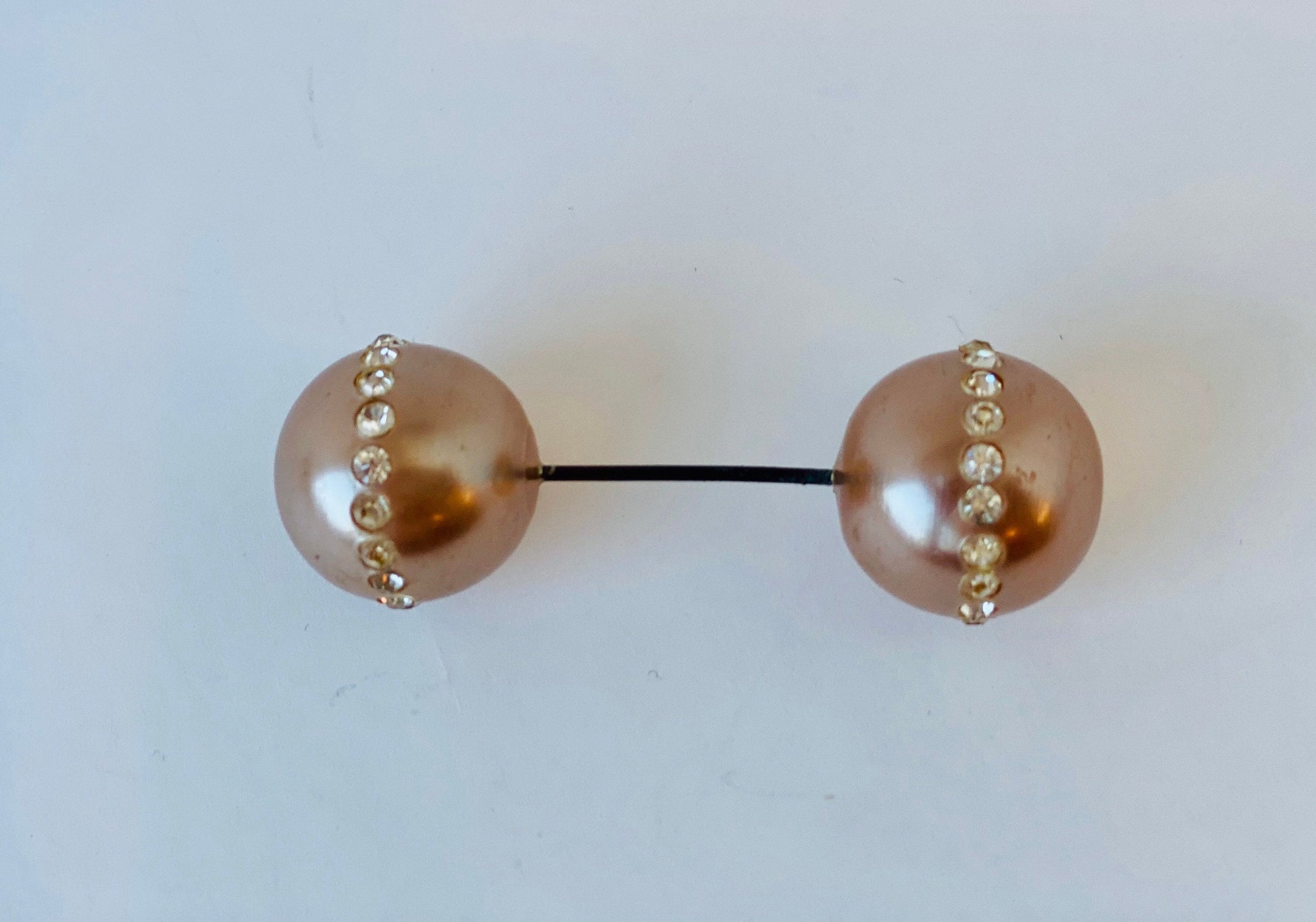 Antique Rare Blush Rhinestone Oversized Gum-ball Fur Pin