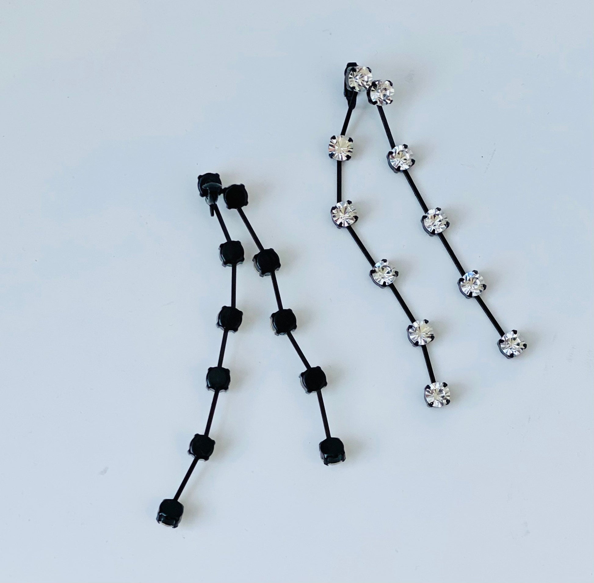 Kenneth Jay Lane for Barney’s Statement 5" Duster Rhinestone Signed Party Clip on Earrings