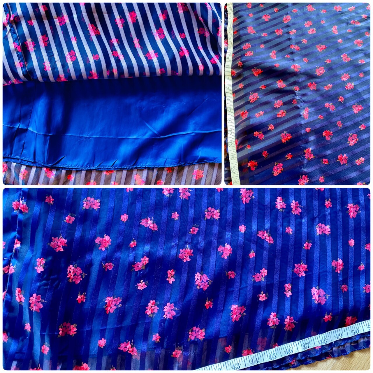 Vintage B COHEN Full Circle Skirt Floral Jewel Tone Chiffon Dress with Ruffles Balloon Sleeves High Neck 28" Waist Low Sexy Back