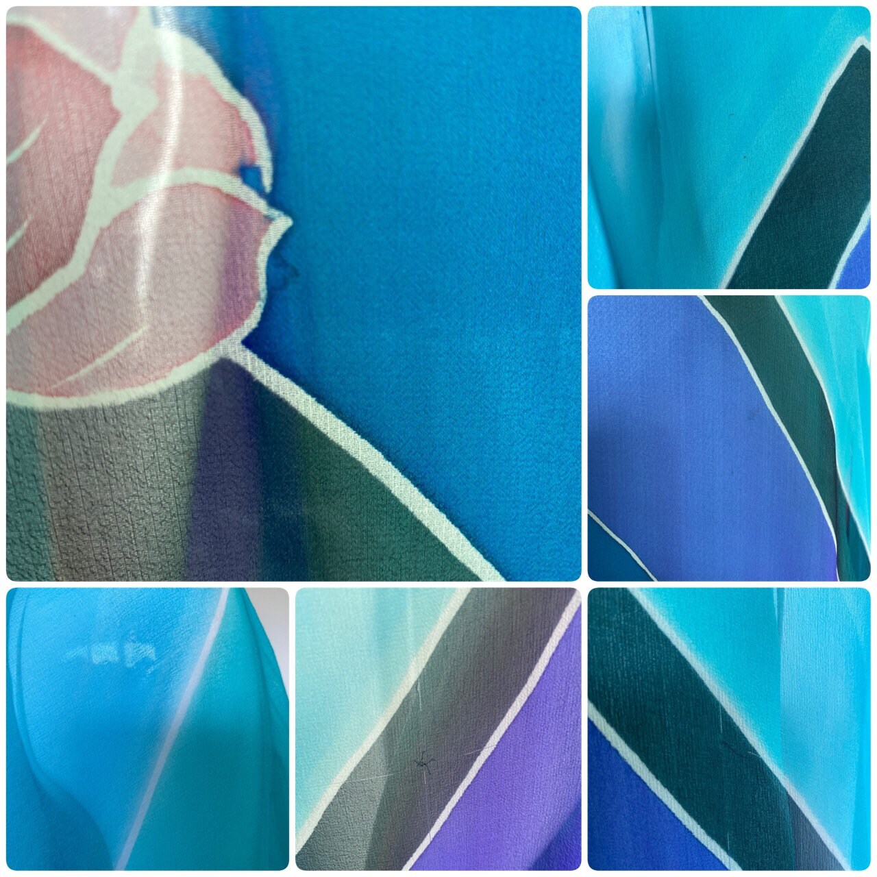 Rare Late 60s Early 70s Romi for Lou Lattimore Dallas Silk Floral Psychedelic Print Chiffon Kaftan Dressing Gown