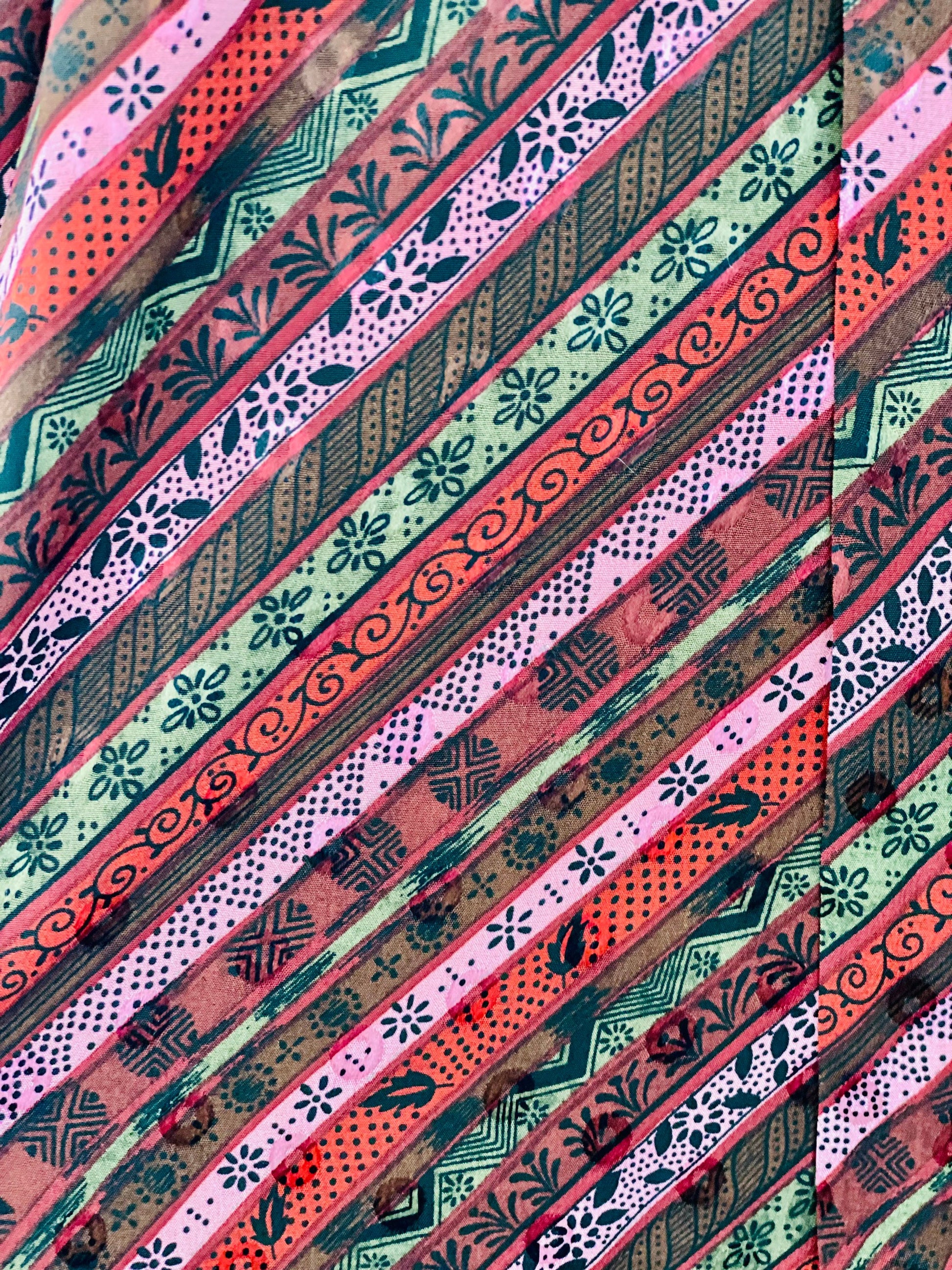 70s UNGARO Jewel Tone Drop Waist Silk Long Sleeves Neck Tie Dress with Pockets