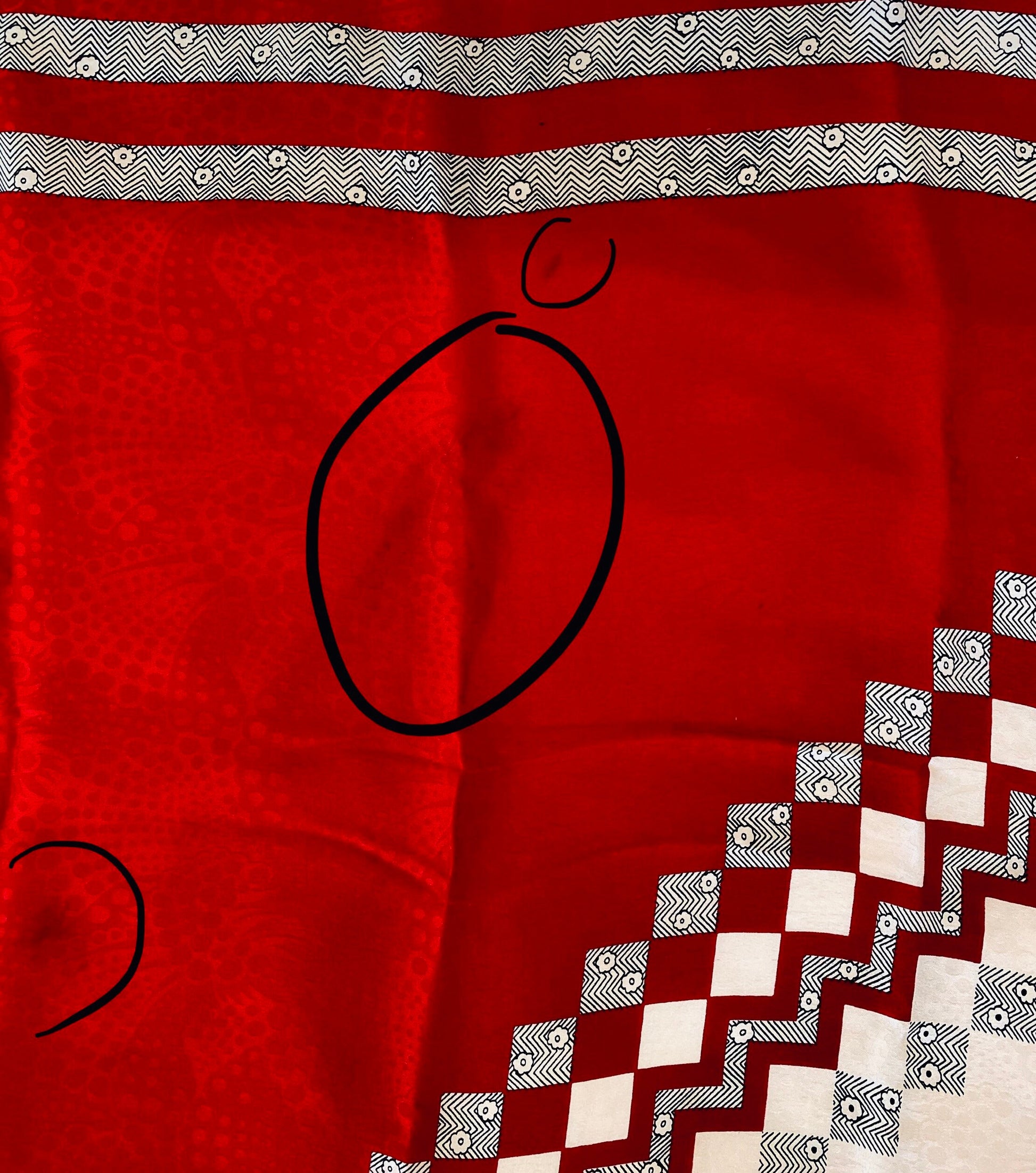 70s Geoffrey Beene Art Deco Floral Silk Square Scarf 26" X 26"