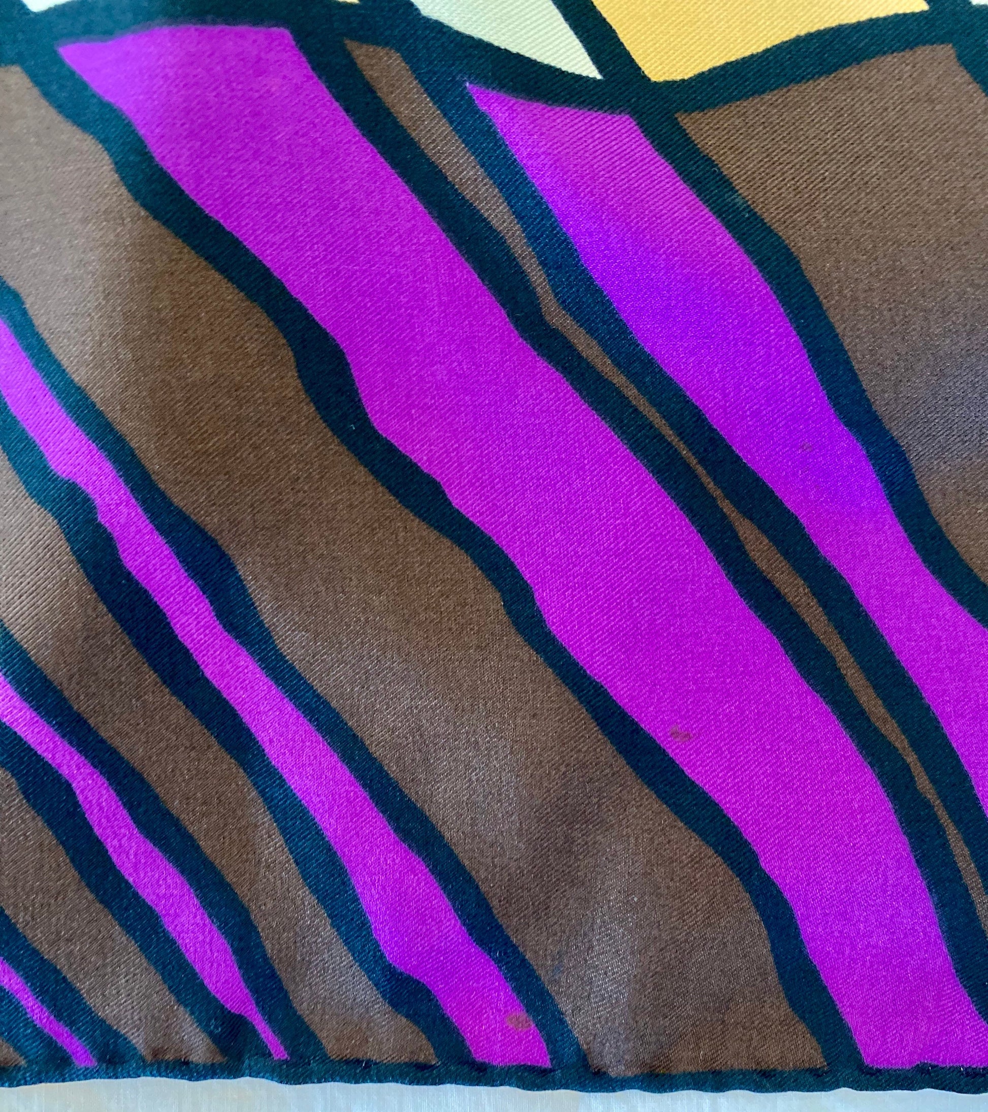 70s Groovy Retro Oversized Bill Blass Long Silk Scarf Hand Rolled 58" X 13"