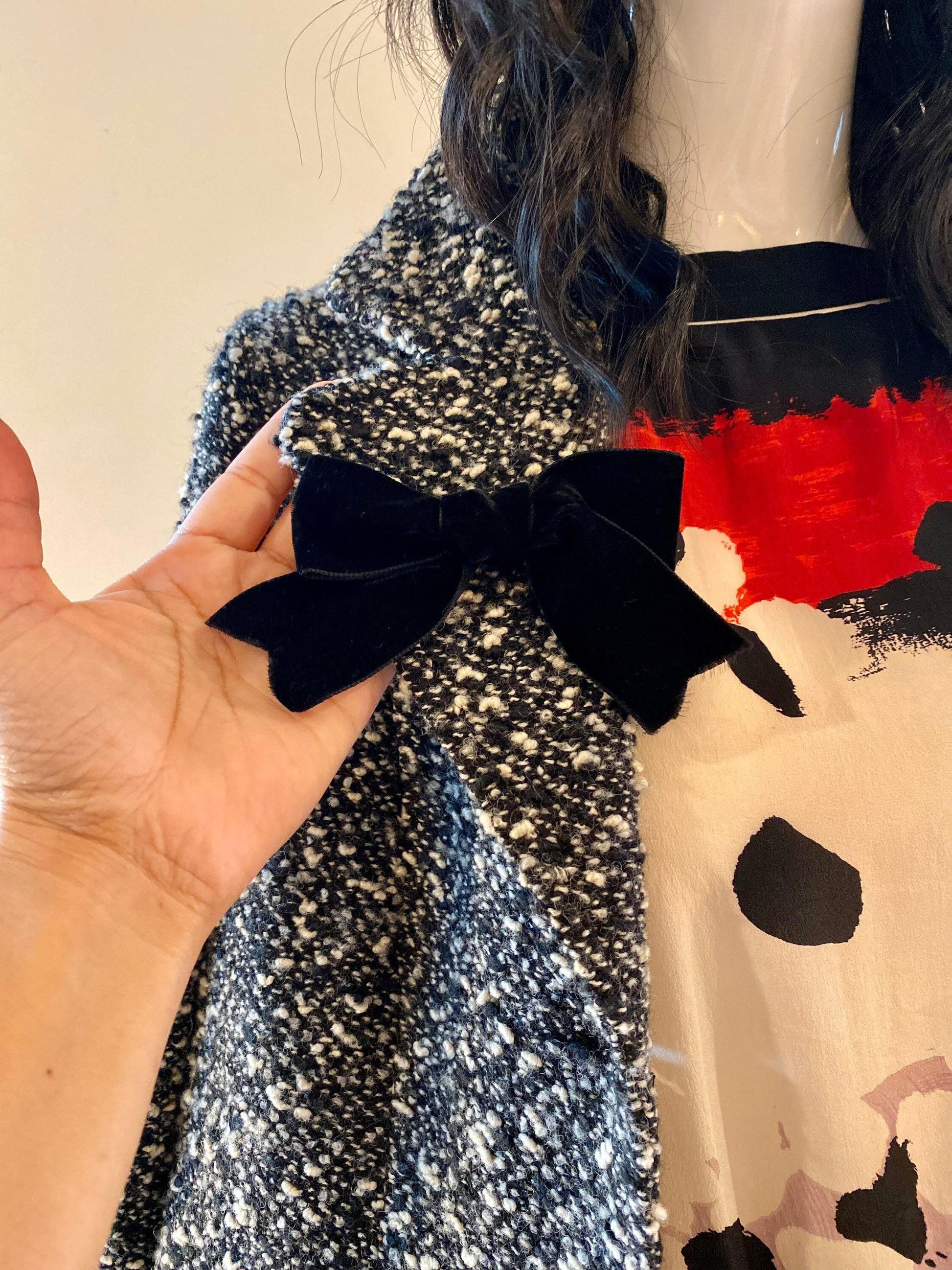 Nannette Lapore Boucle Tweed Oversized Belle Sleeves, Funky Lined Jacket Large