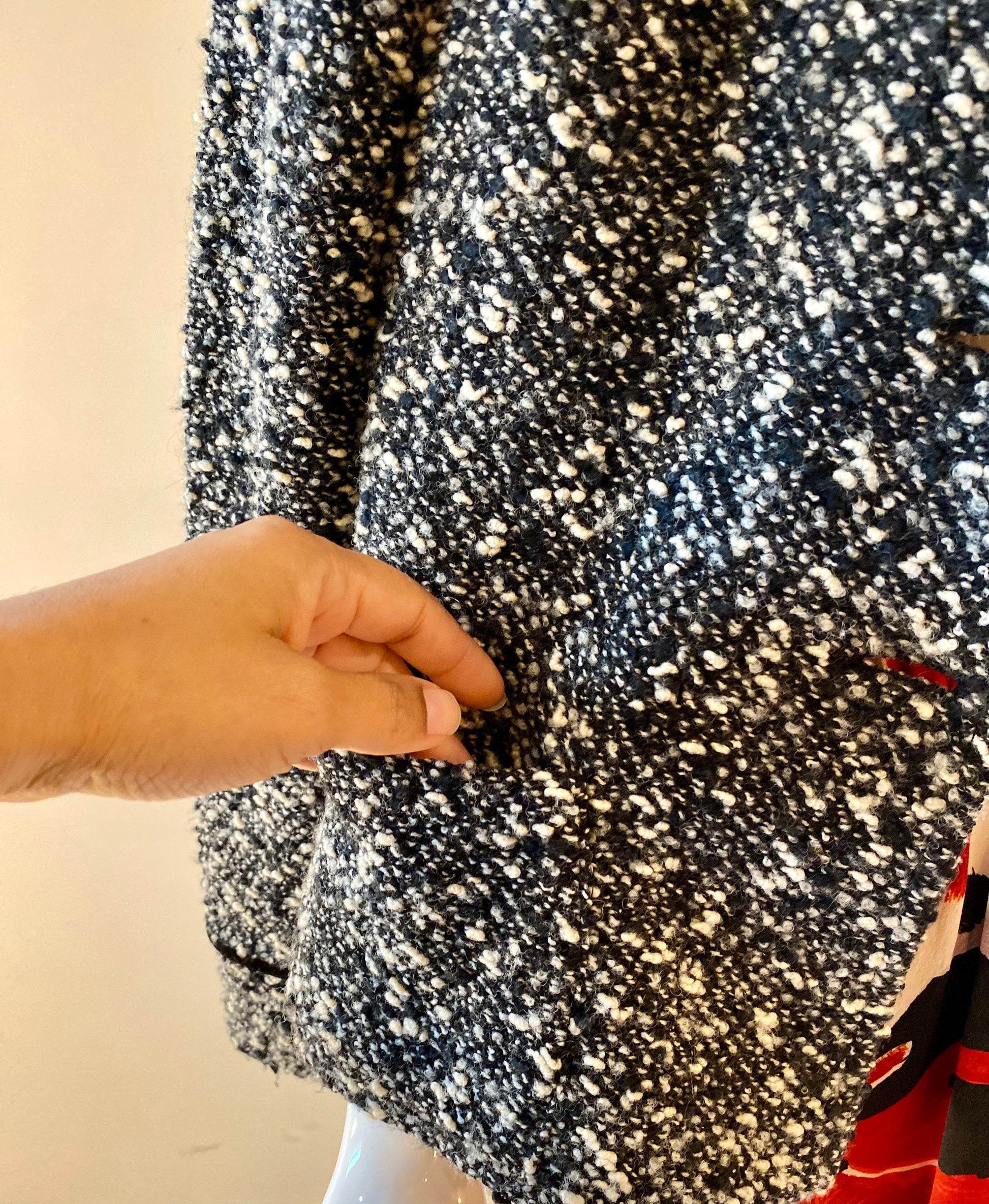 Nannette Lapore Boucle Tweed Oversized Belle Sleeves, Funky Lined Jacket Large