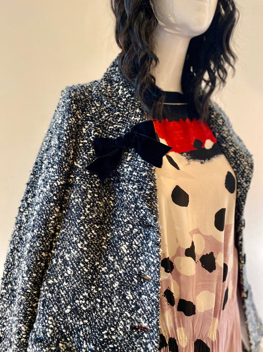 Nannette Lapore Boucle Tweed Oversized Belle Sleeves, Funky Lined Jacket Large