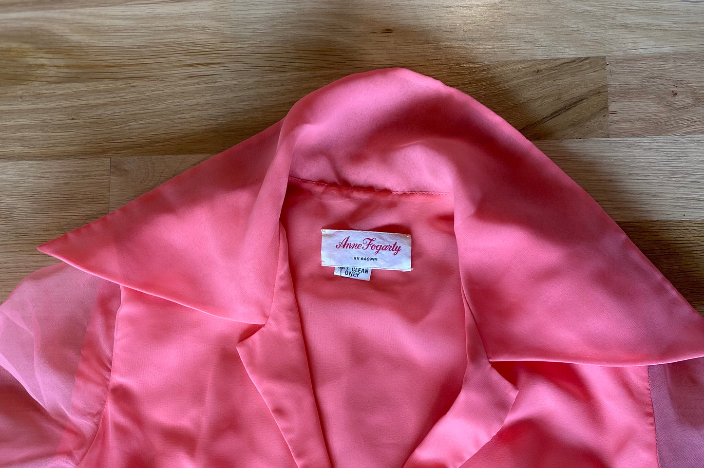 Anne FOGARTY Pink Chiffon Ruffled Sheer Dramatic Sleeves Butterfly Collar Maxi Dress