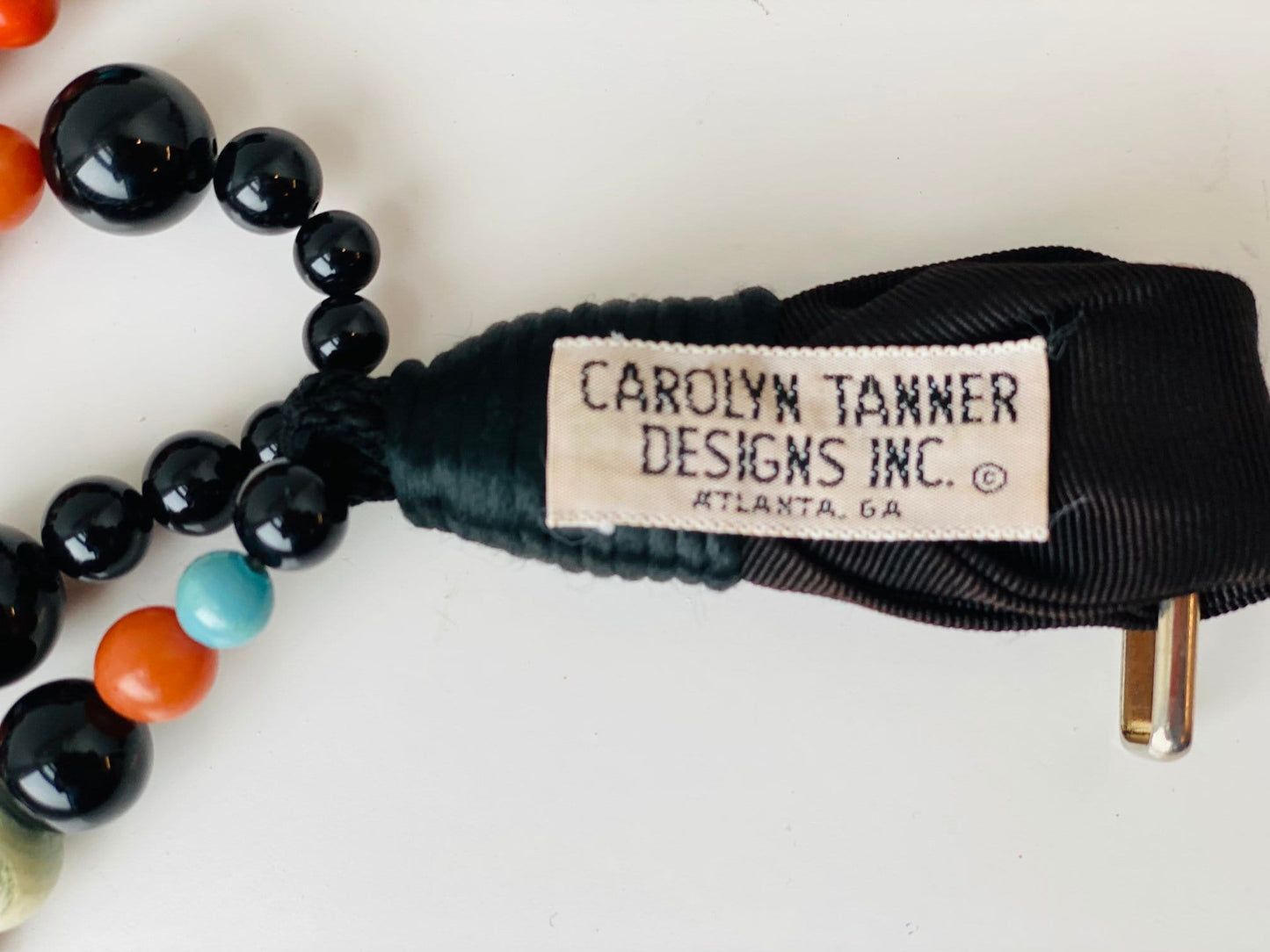 80s Carolyn Tanner Wooden Beaded Boho Sash Fabric Vegan Belt