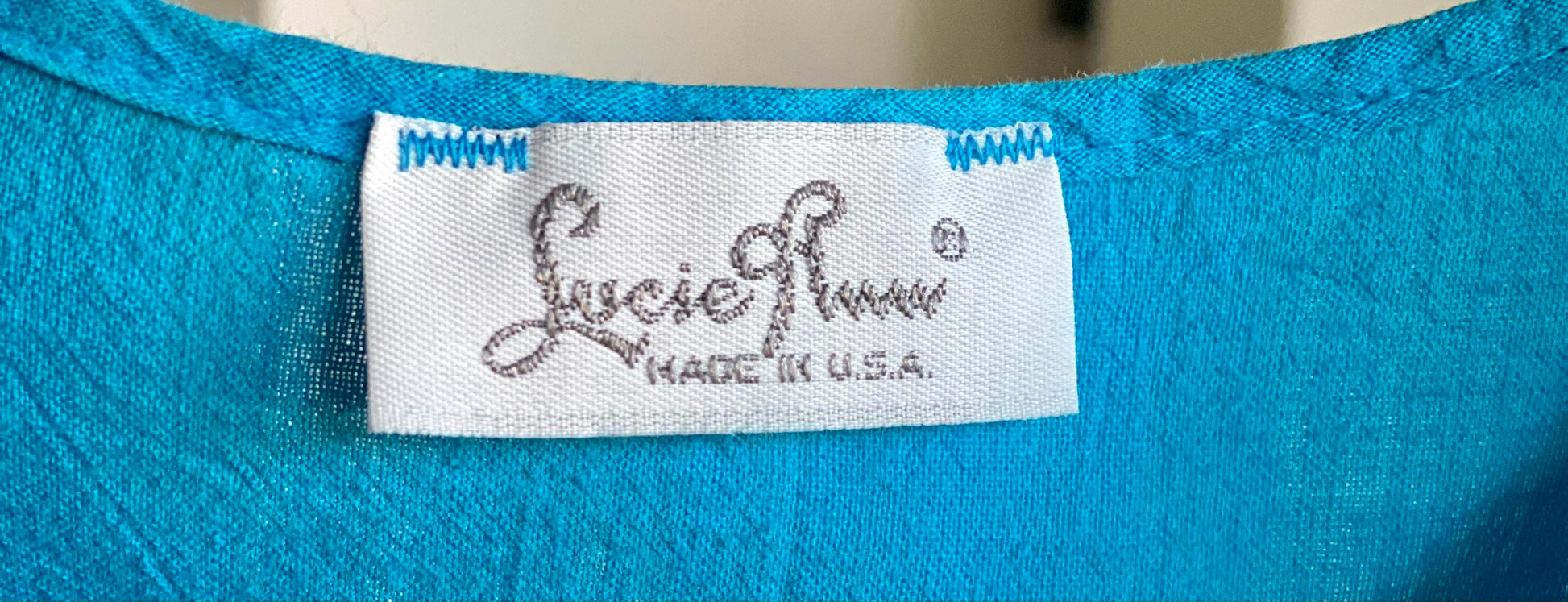 70s Lucie Ann Beverly Hills Blue Cotton Gauze Muumuu Caftan Patio Dress