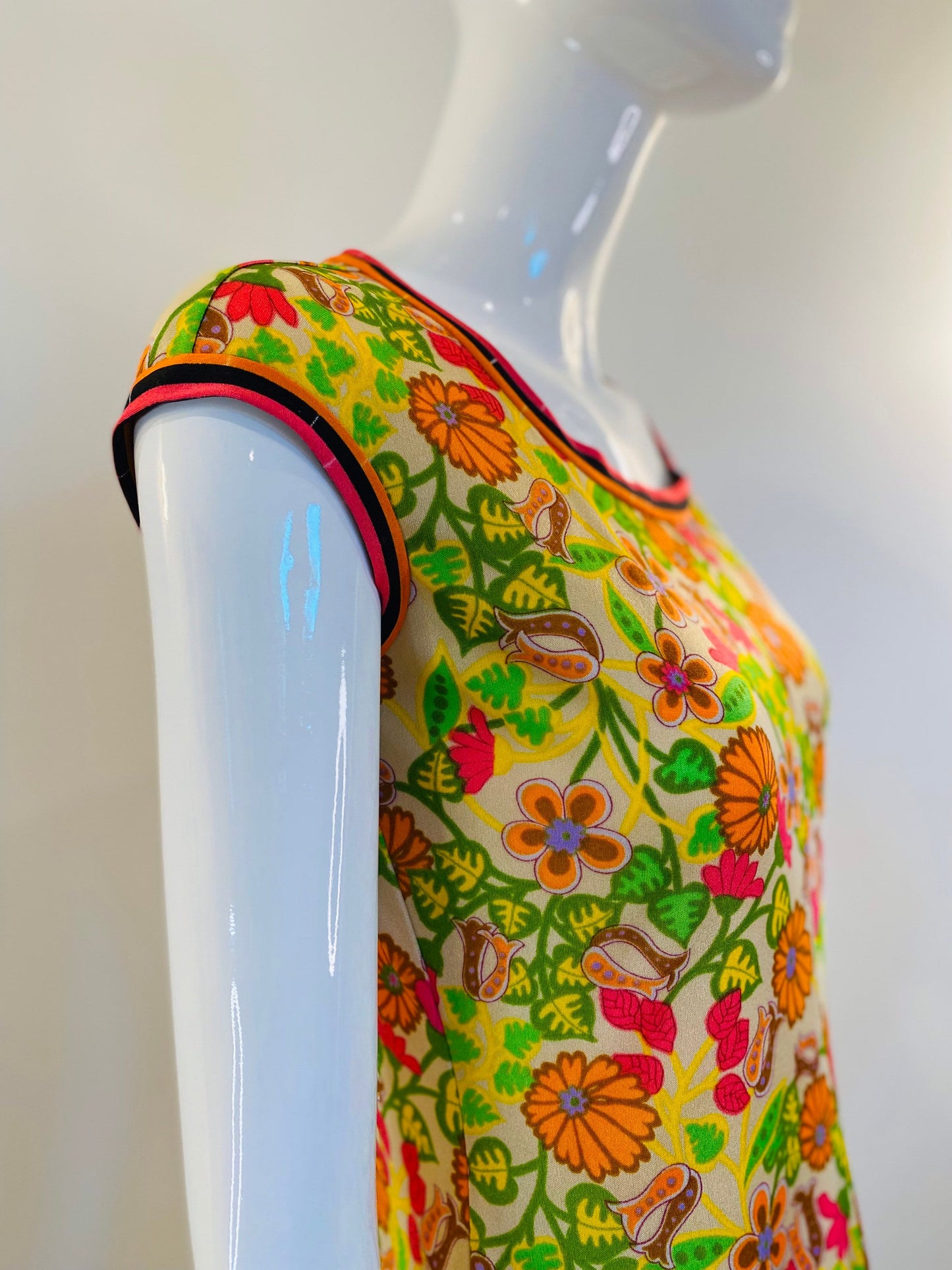 Late 60s Early 70s Anne FOGARTY Psychedelic Floral Jersey Maxi Dress