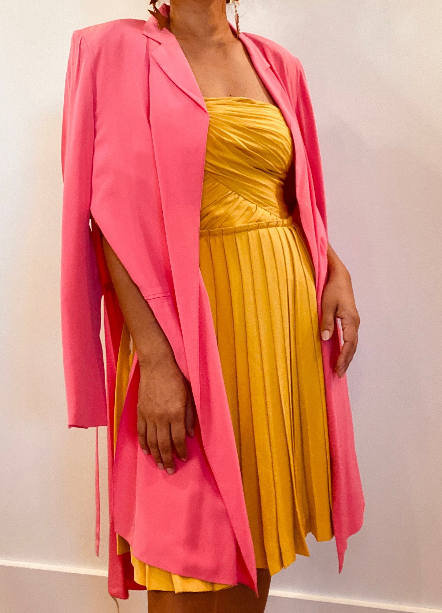 90s KARL Lagerfeld Pink Asymetrical Silk Long Jacket / Vintage KarlLagerfeld Pink Silk Dress Jacket