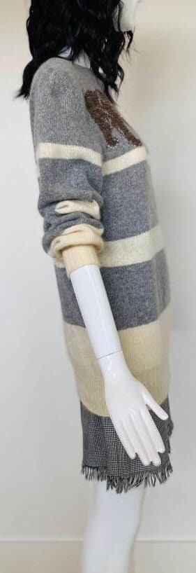 KRIZIA I.MAGNIN Puffy Sleeves Angora Sweater 80s Animal Embellished Bear