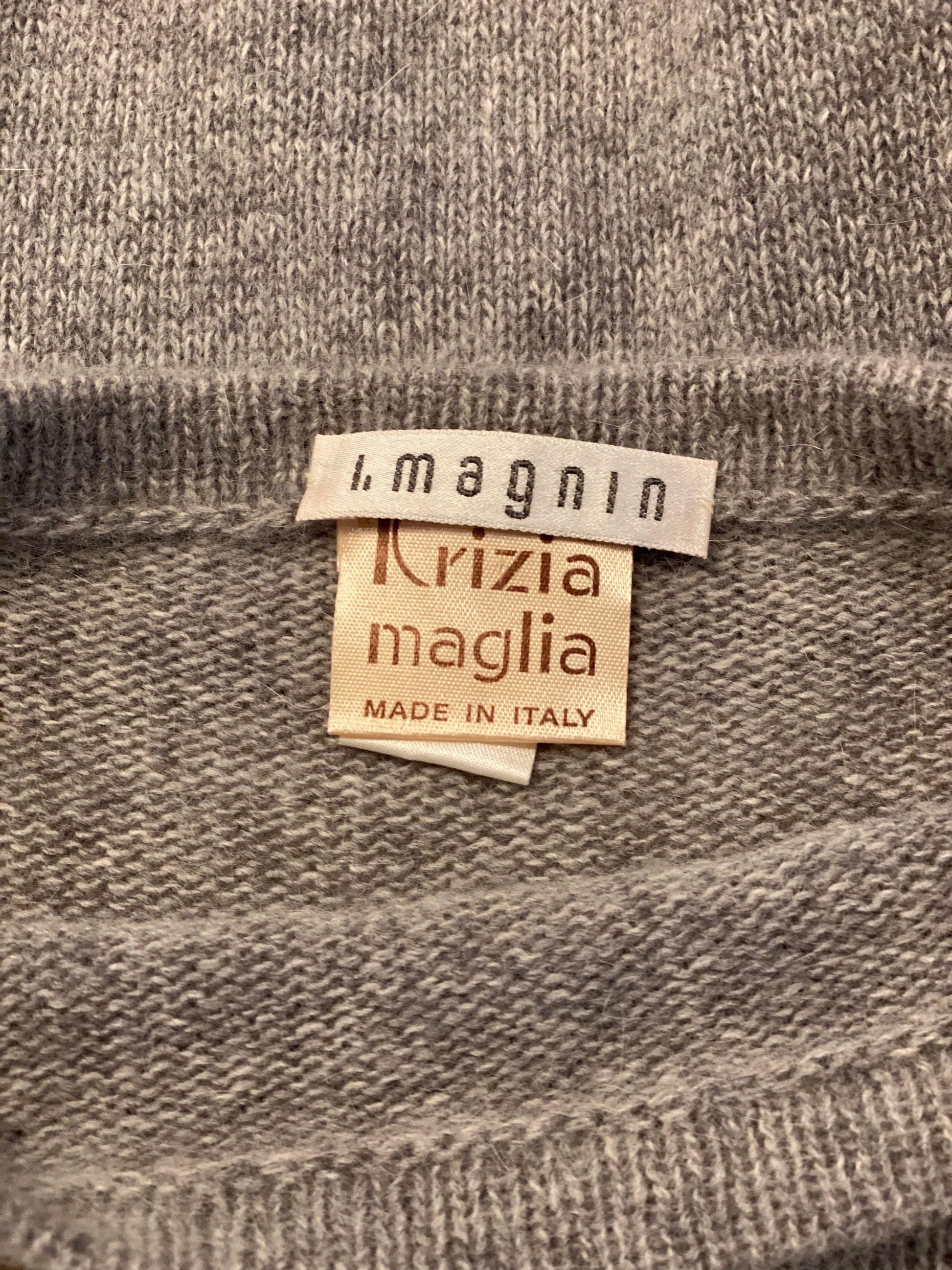 KRIZIA I.MAGNIN Puffy Sleeves Angora Sweater 80s Animal Embellished Bear