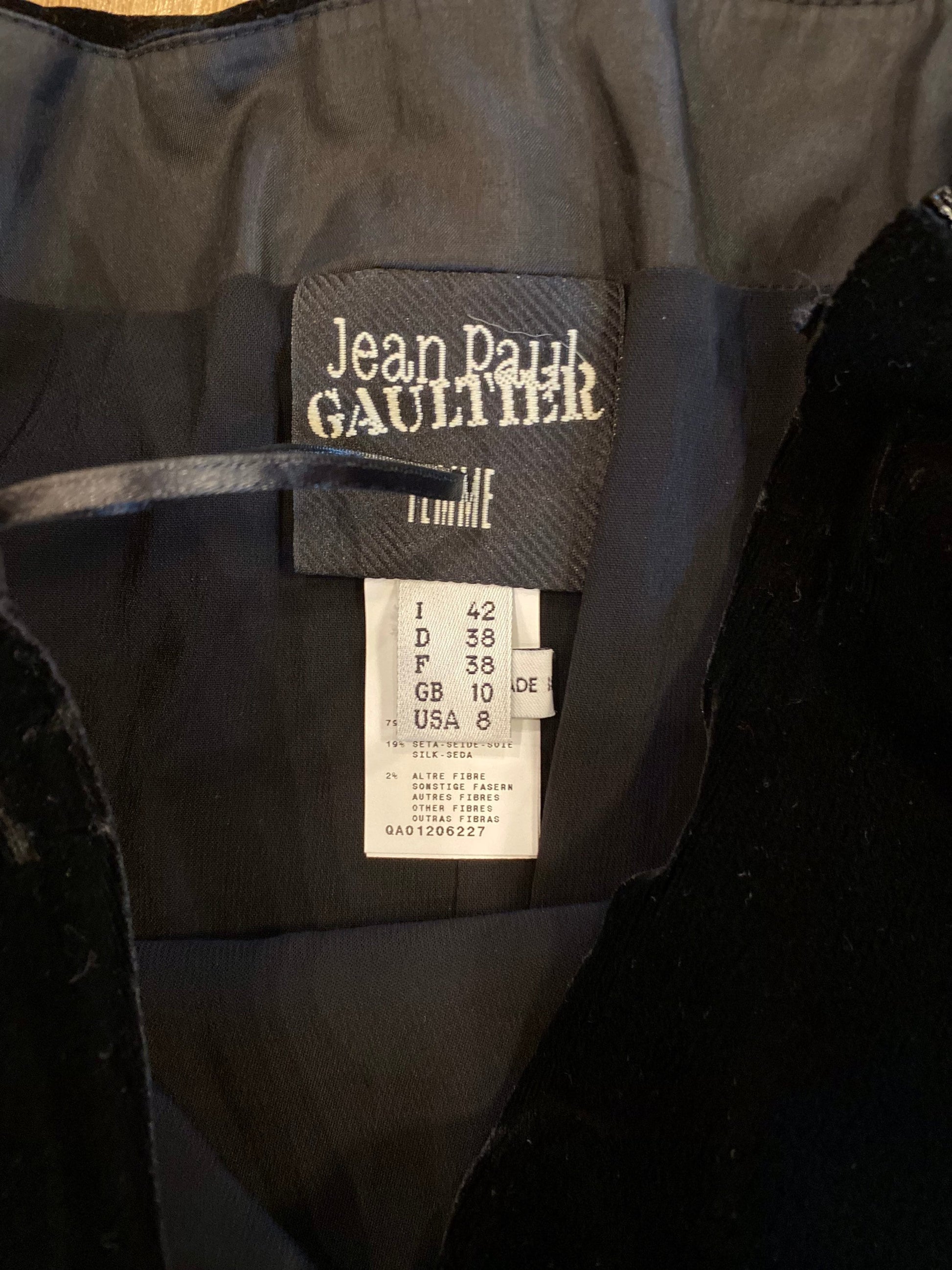 Vintage Jean Paul GAULTIER Fit and Flare Velvet Skirt with Ruffled Silk