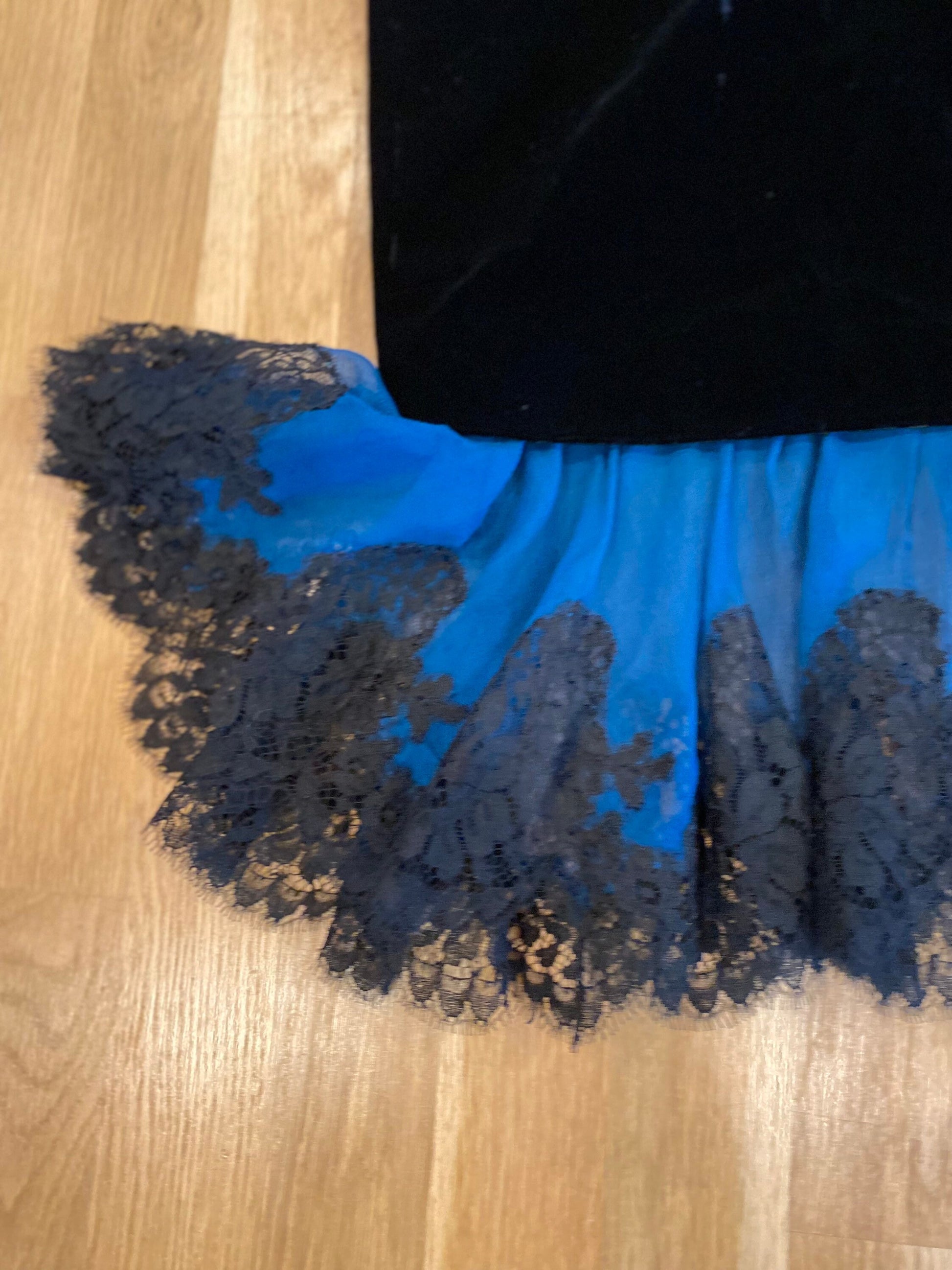 Vintage Jean Paul GAULTIER Fit and Flare Velvet Skirt with Ruffled Silk