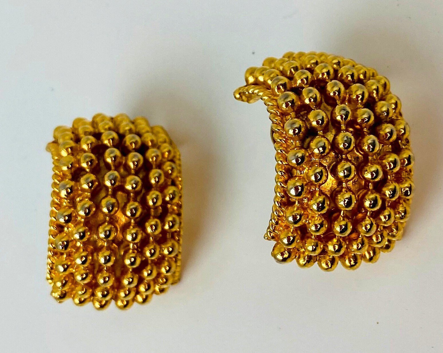 HOLD 80s Gold Plated Cluster Oversized Clip On Earrings