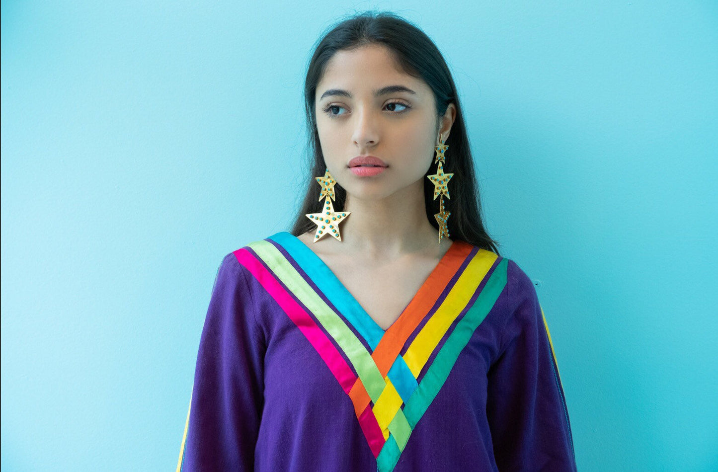 70s JOSEFA Bell Sleeves Organic Cotton Ribbon Embroidered Maxi