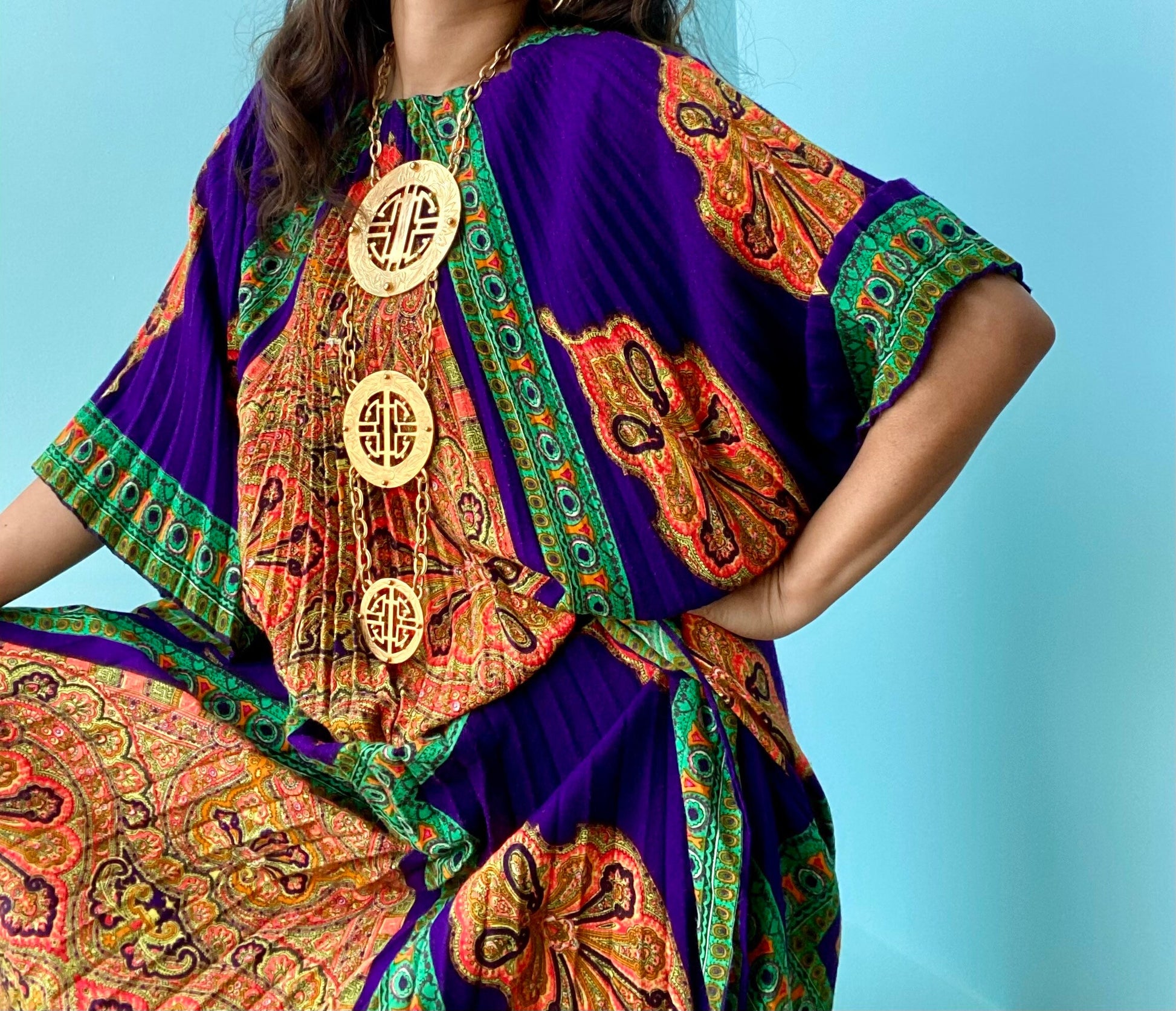 Alexis KIRK Museum Worthy Massive Gold Plated Etruscan Pendant Necklace / Body Necklace