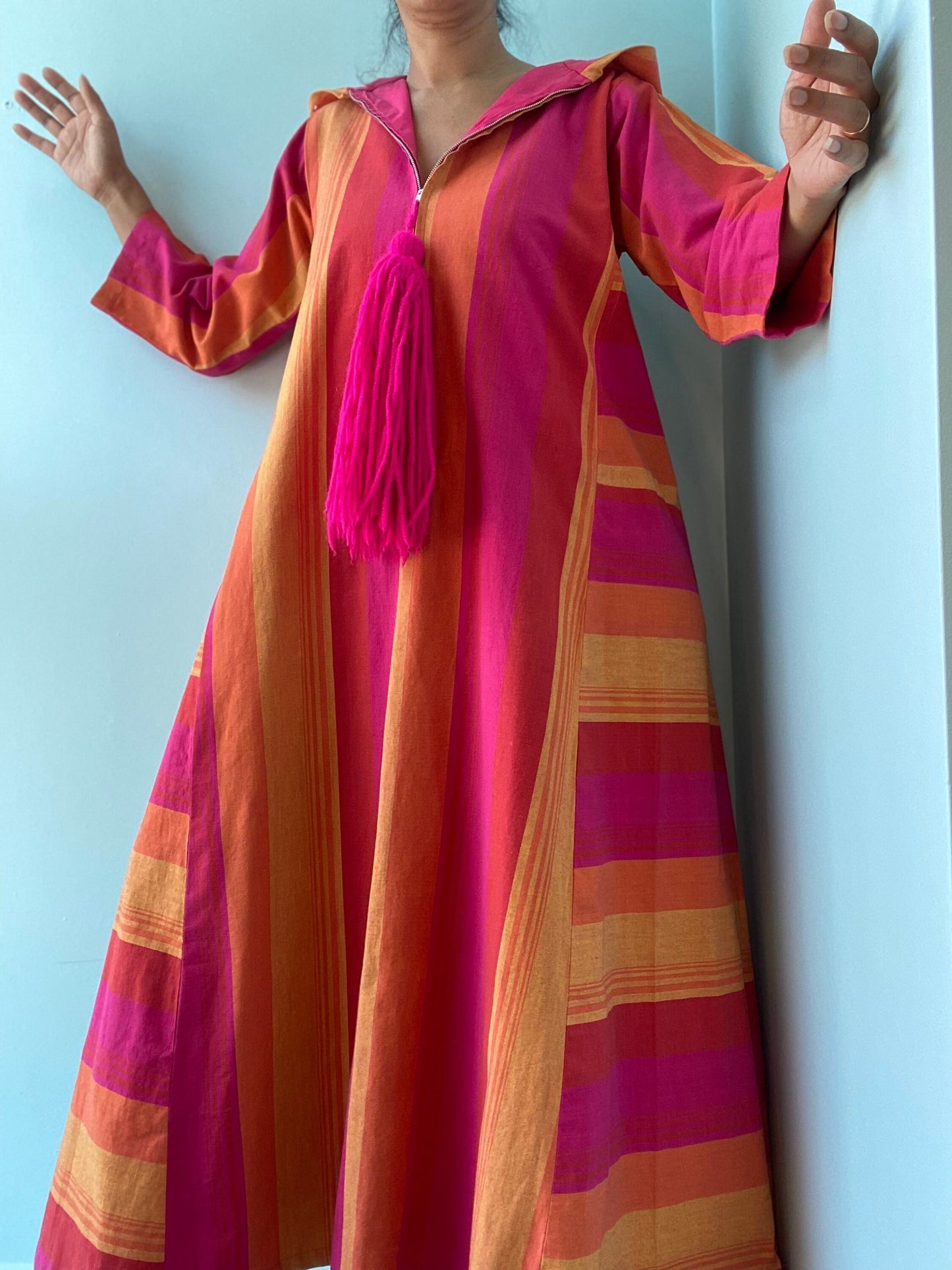70s Josefa Cotton Hooded Caftan