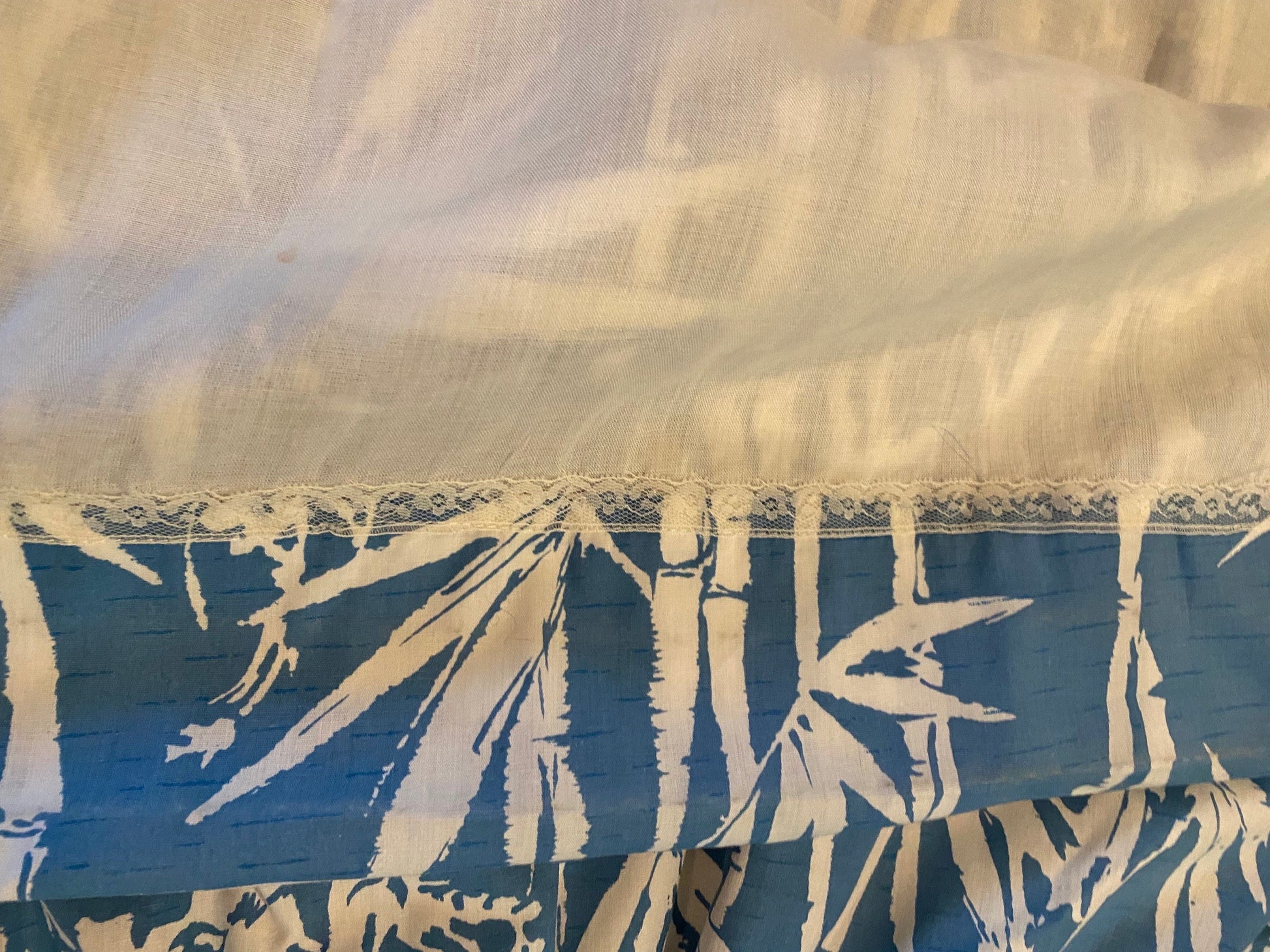 60s Mollie PARNIS Tikki Blue One Shoulder Cotton Maxi