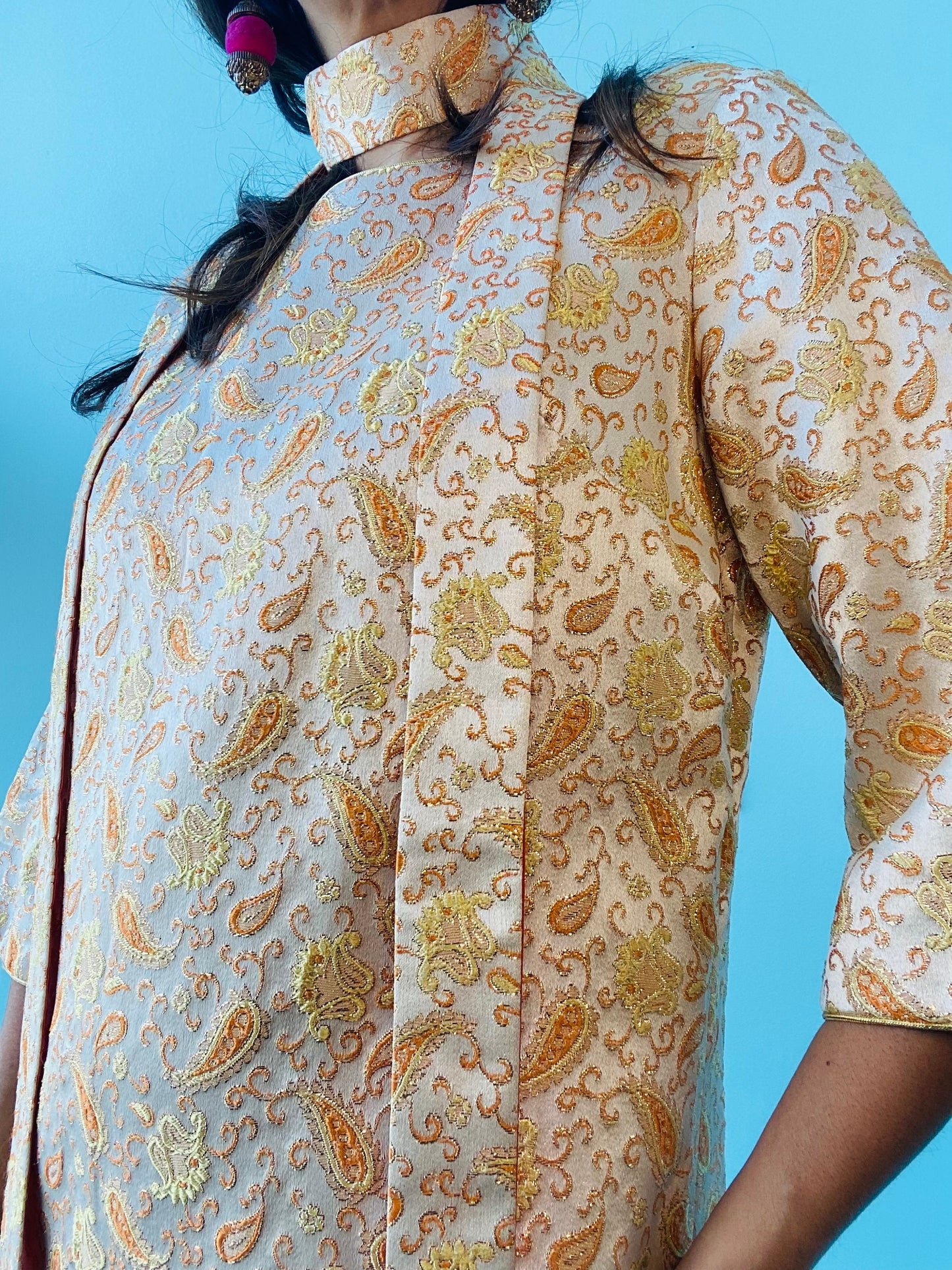 60s Rona California Brocade Maxi Tunic Dress