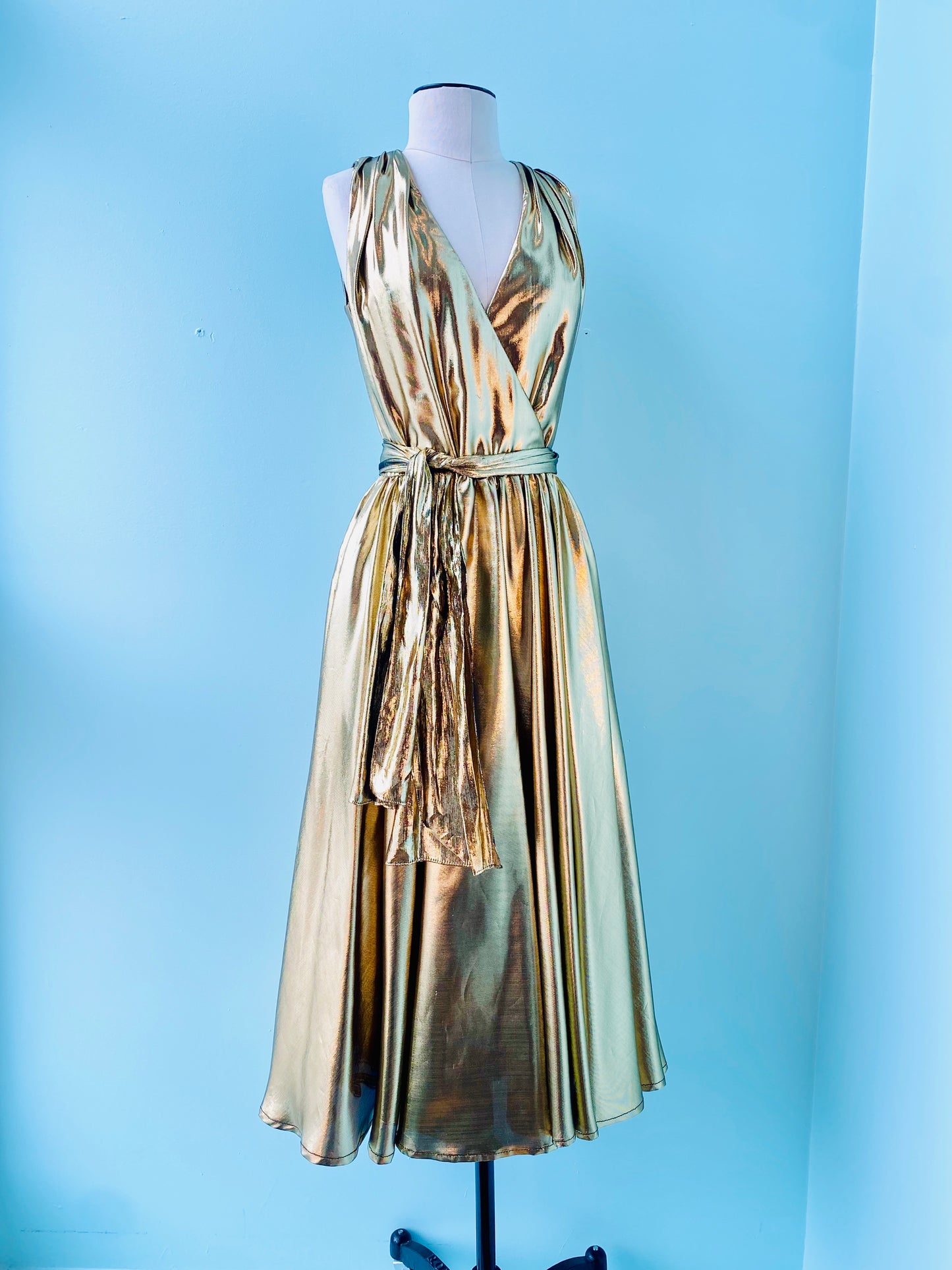 80s Gold Lame Party Dress