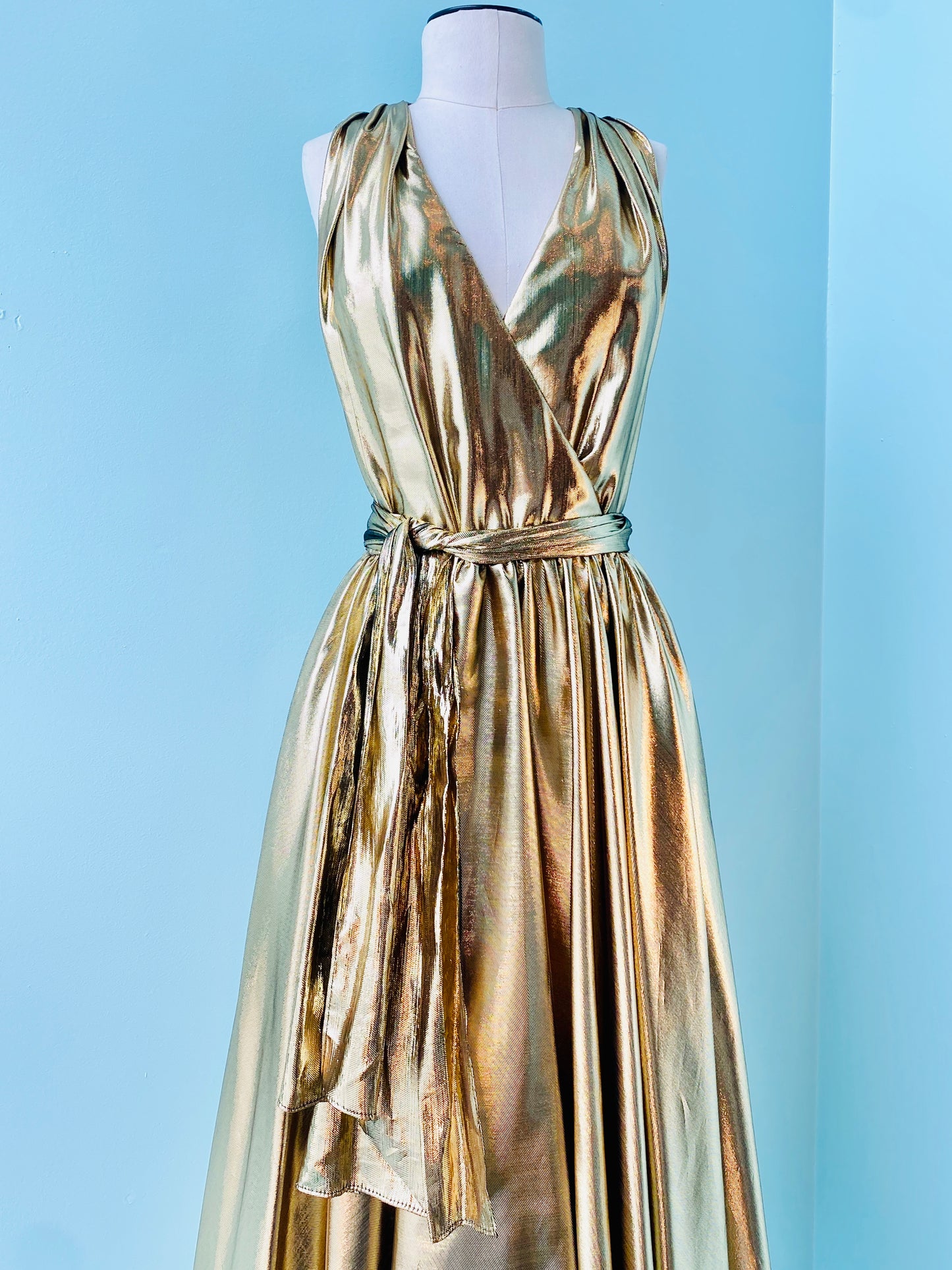 80s Gold Lame Party Dress