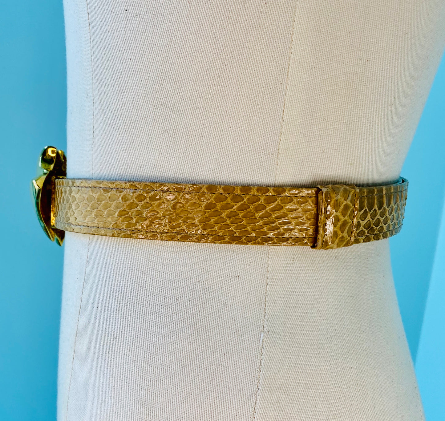 80s Disco Alexis Kirk 24k Gold Plated Buckle Reptile Belt