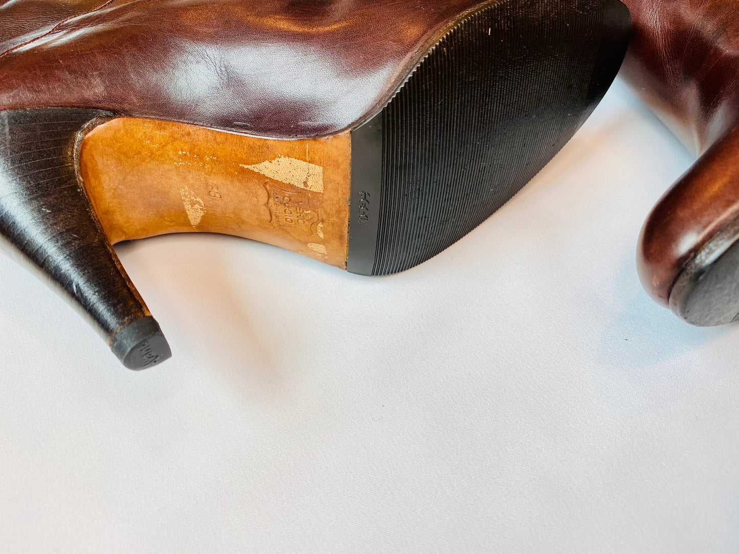 Vintage Tall Italian Burgundy Leather Boots