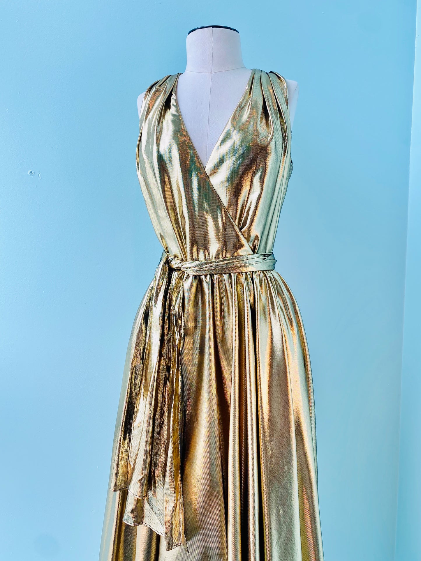 80s Gold Lame Party Dress