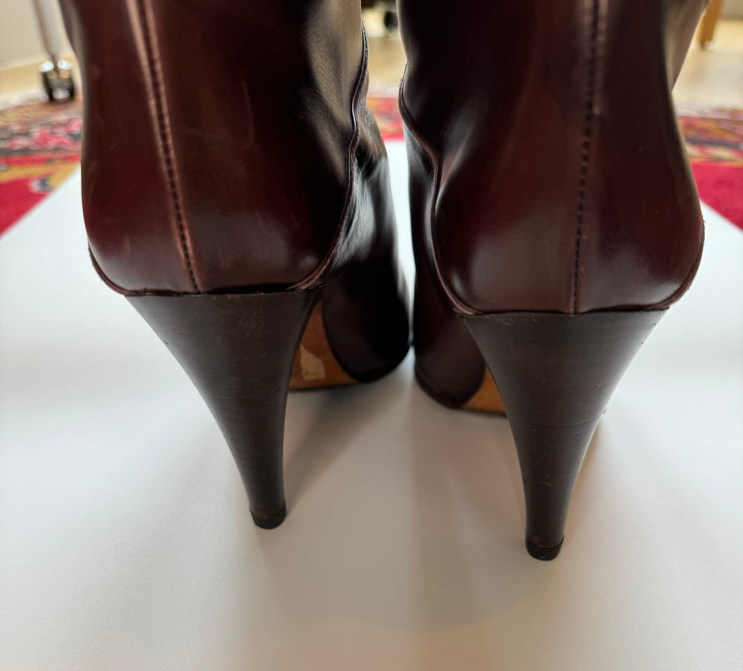 Vintage Tall Italian Burgundy Leather Boots