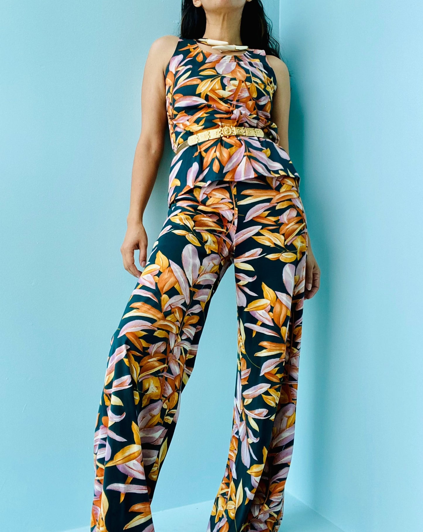 70s Union Made Bell Bottoms Big Collar 3 Piece Printed Ensemble