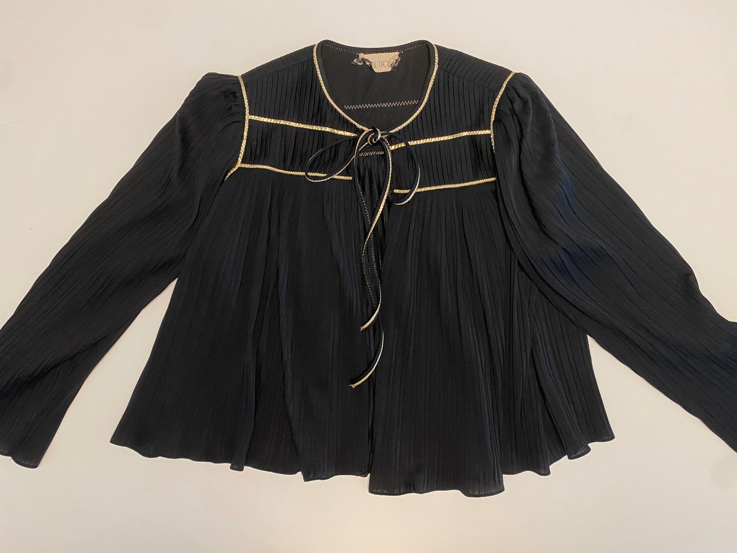 70s Disco Bill Tice Black and Gold Pleated Bolero Jacket