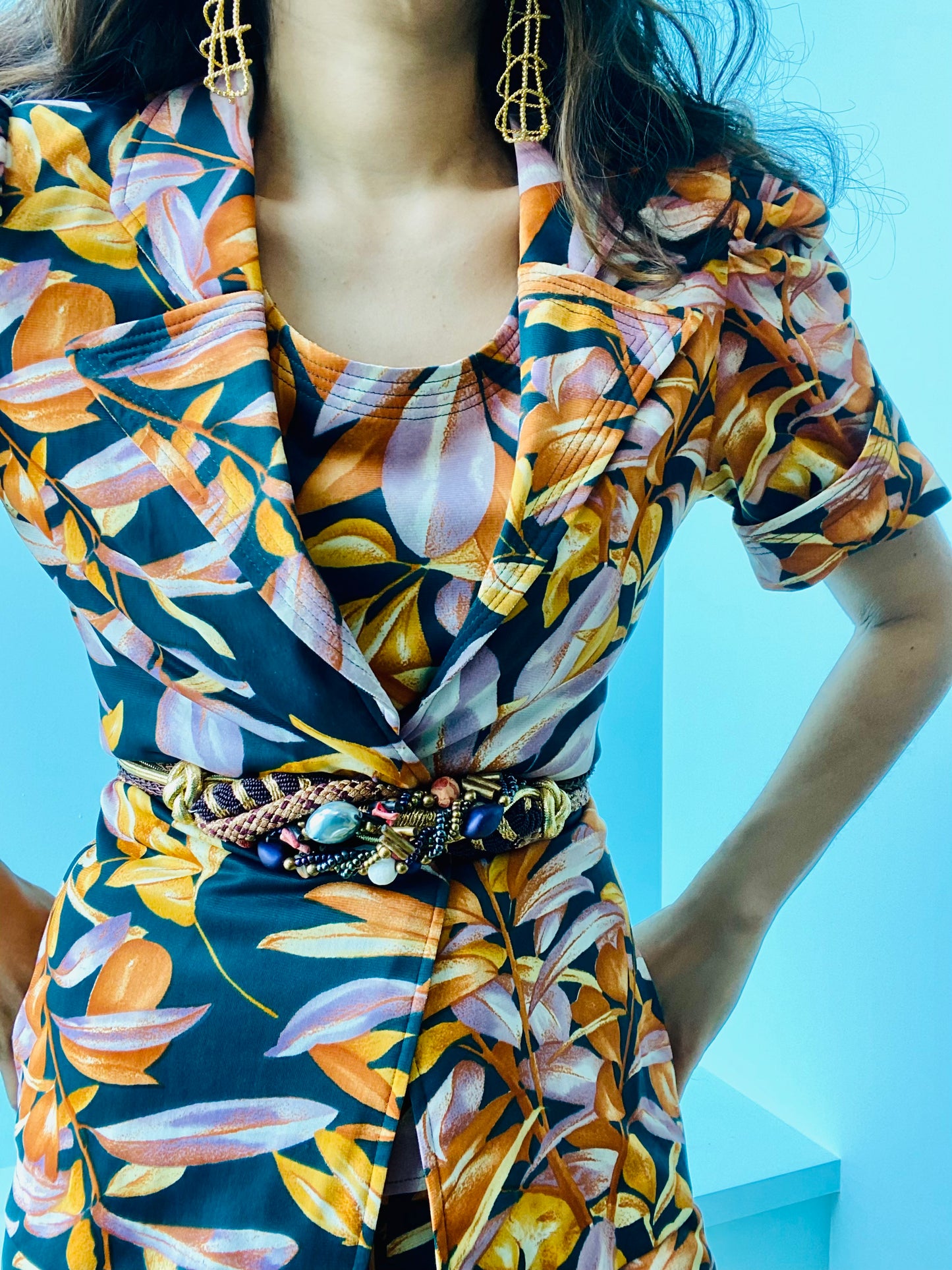 70s Union Made Bell Bottoms Big Collar 3 Piece Printed Ensemble