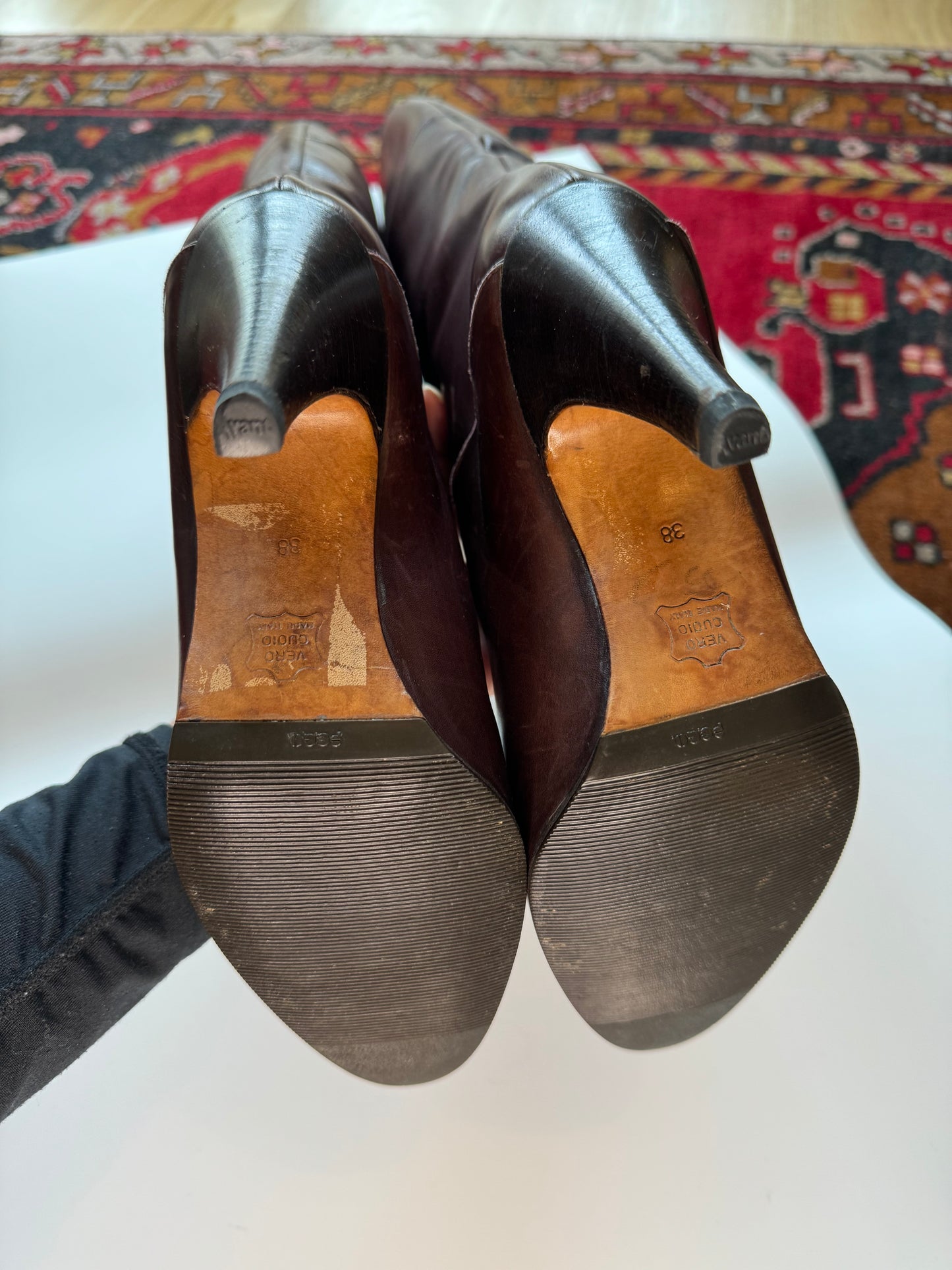 Vintage Tall Italian Burgundy Leather Boots