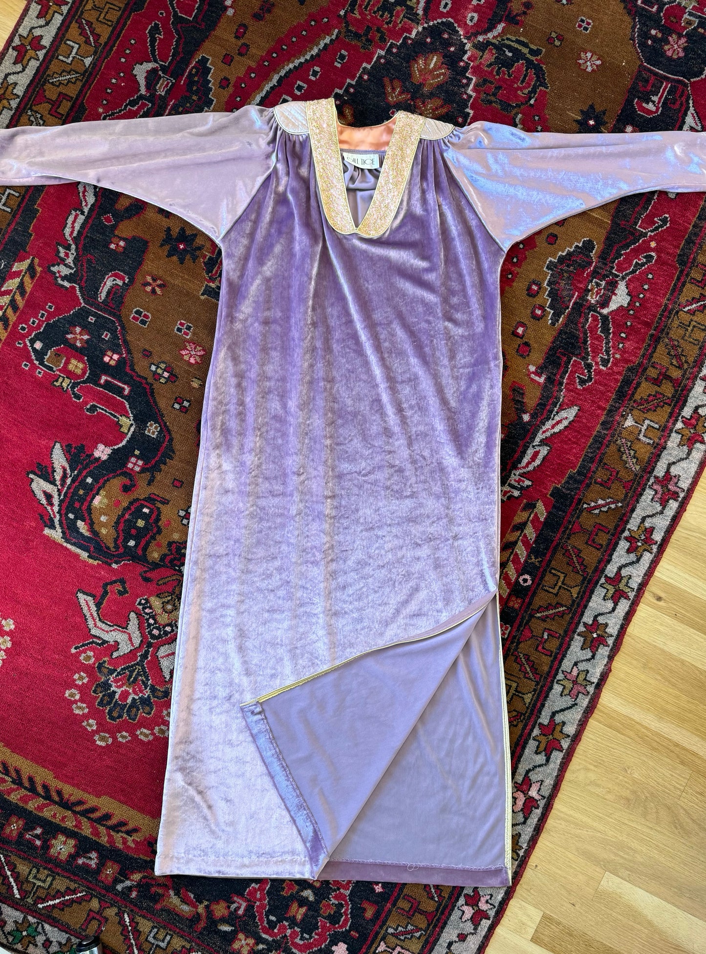 80's Bill Tice NWT Lilac Iridescent Velour Regal Caftan