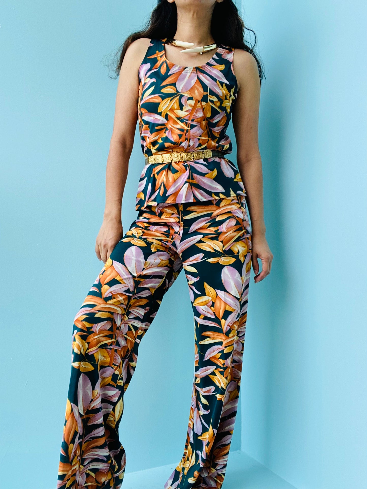 70s Union Made Bell Bottoms Big Collar 3 Piece Printed Ensemble