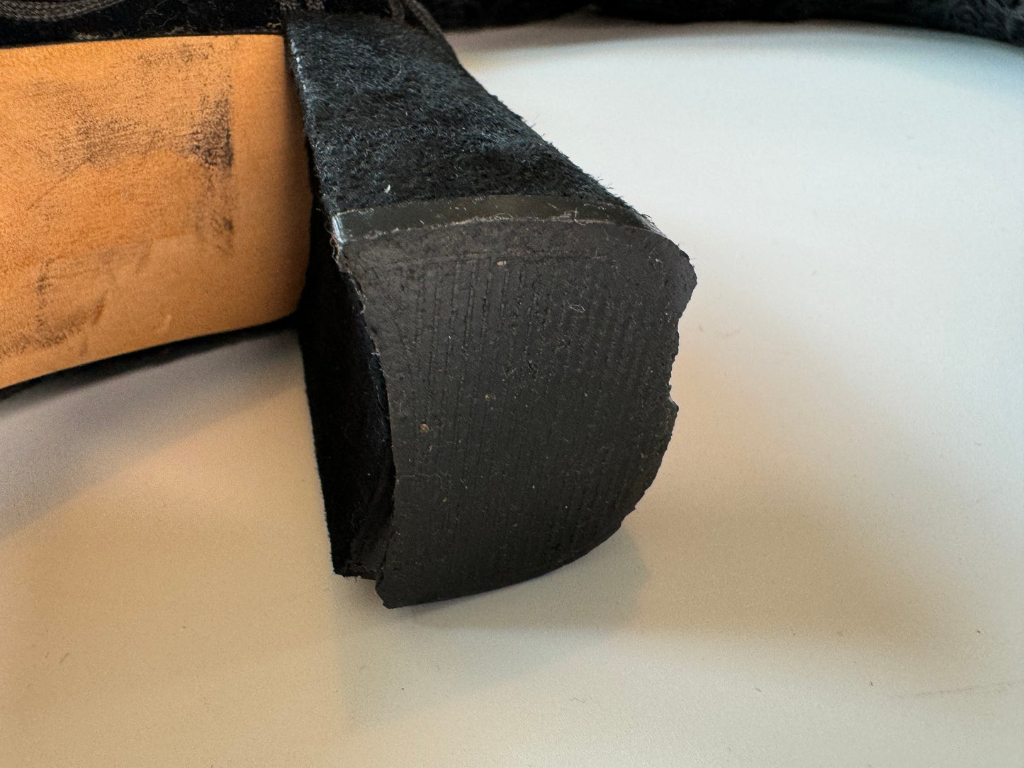 Vintage Pancaldi Tall Velvet and Ribbon Stacked Heel Black Gogo Boots