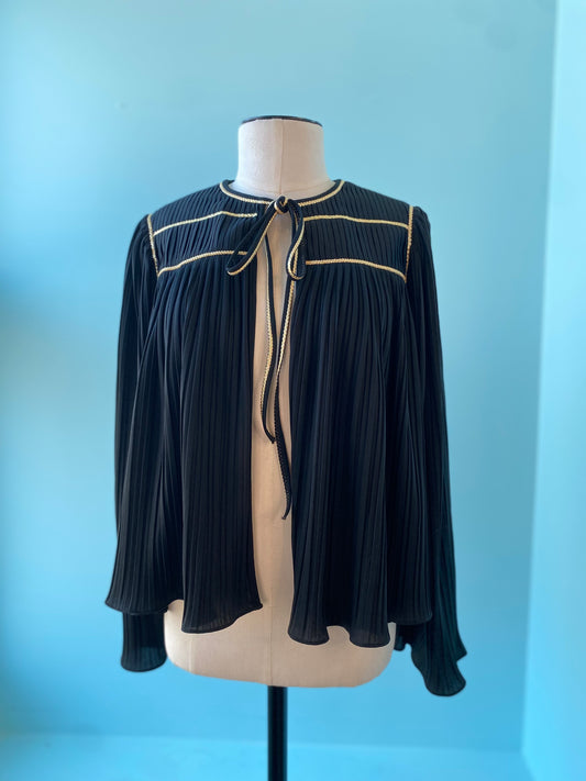 70s Disco Bill Tice Black and Gold Pleated Bolero Jacket