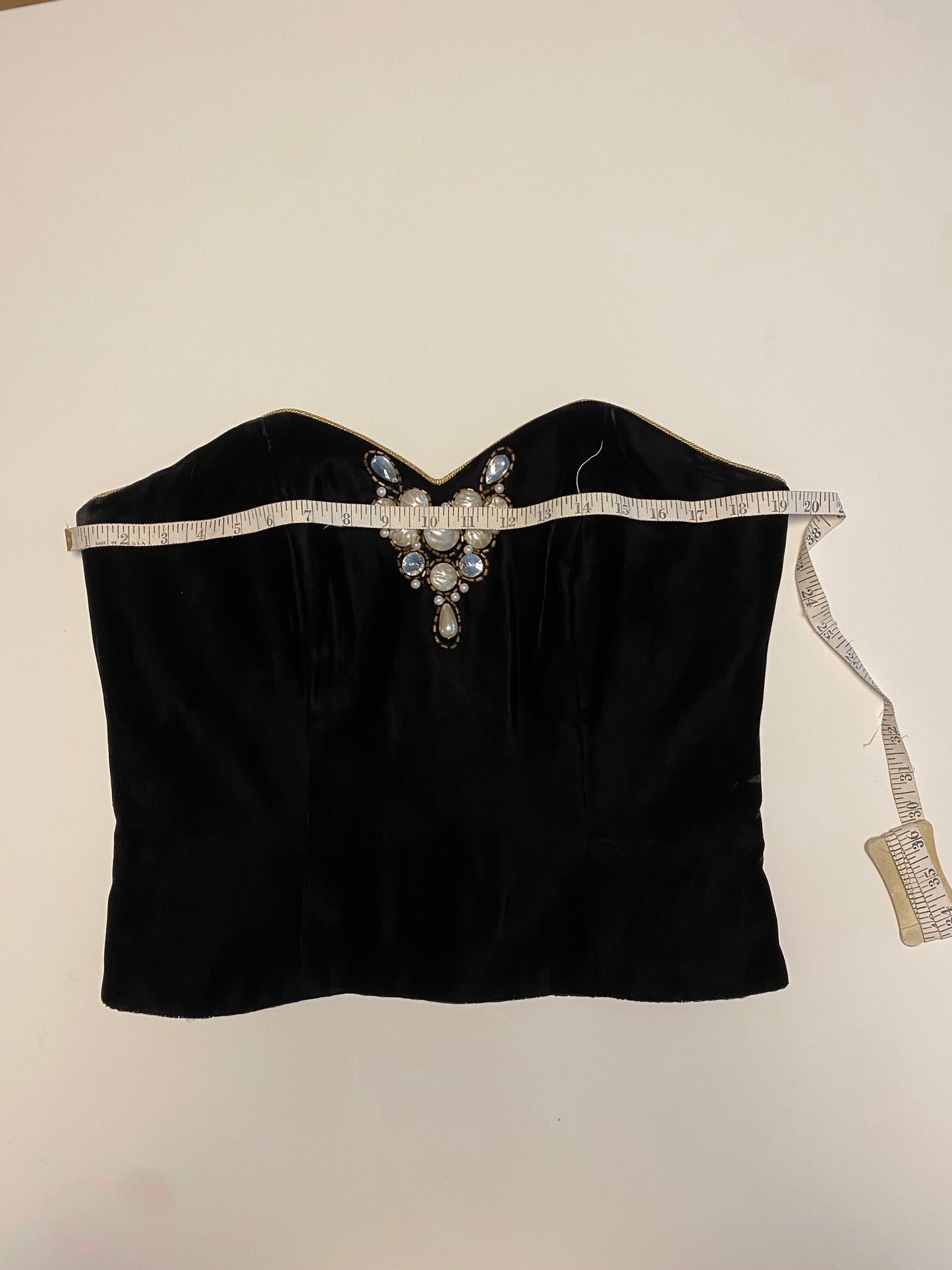 90s  PATRA Black Velvet Embellished Corset Bustier Large