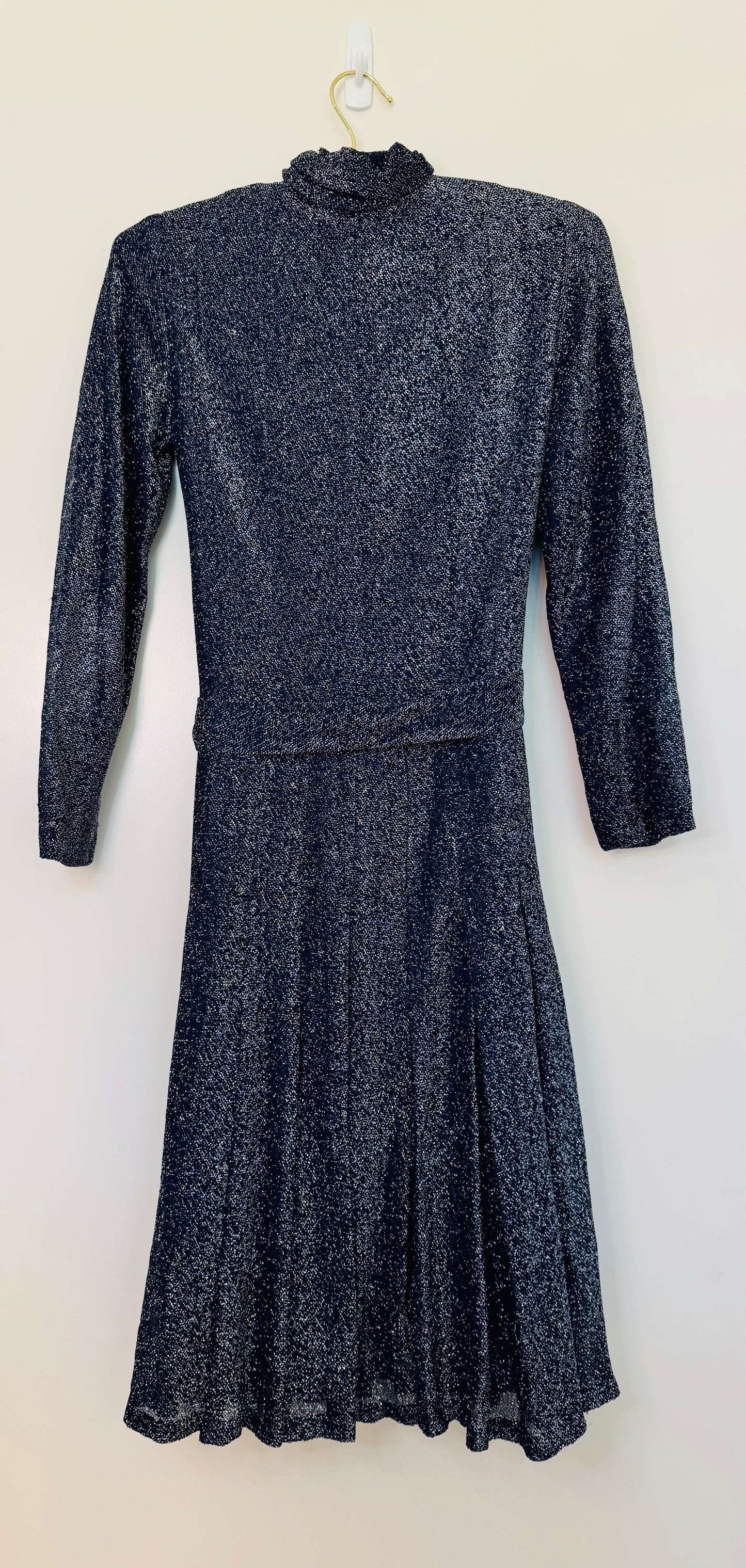 60s Geoffre Beene Mod Navy and Silver Lurex Dress