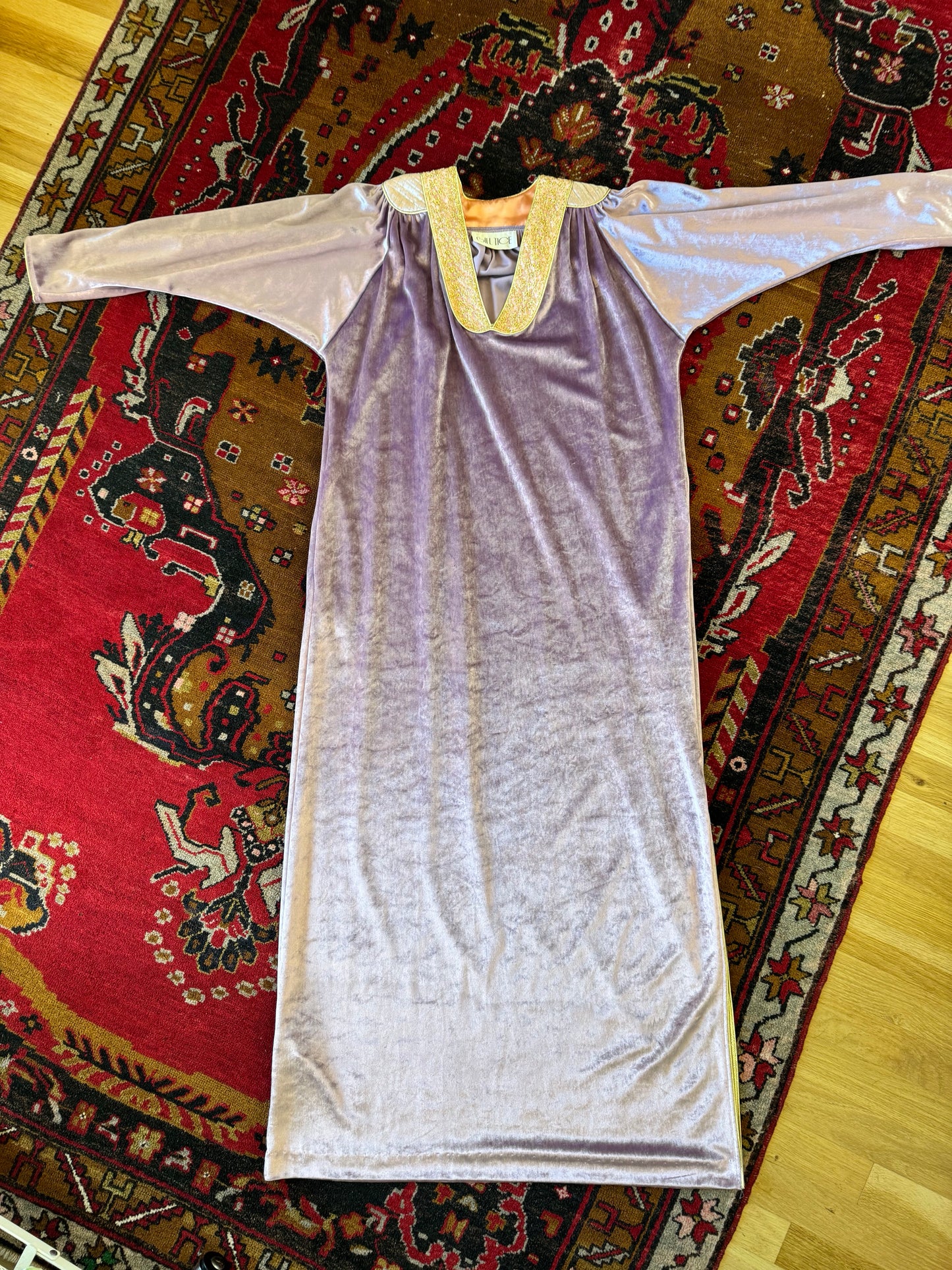 80's Bill Tice NWT Lilac Iridescent Velour Regal Caftan