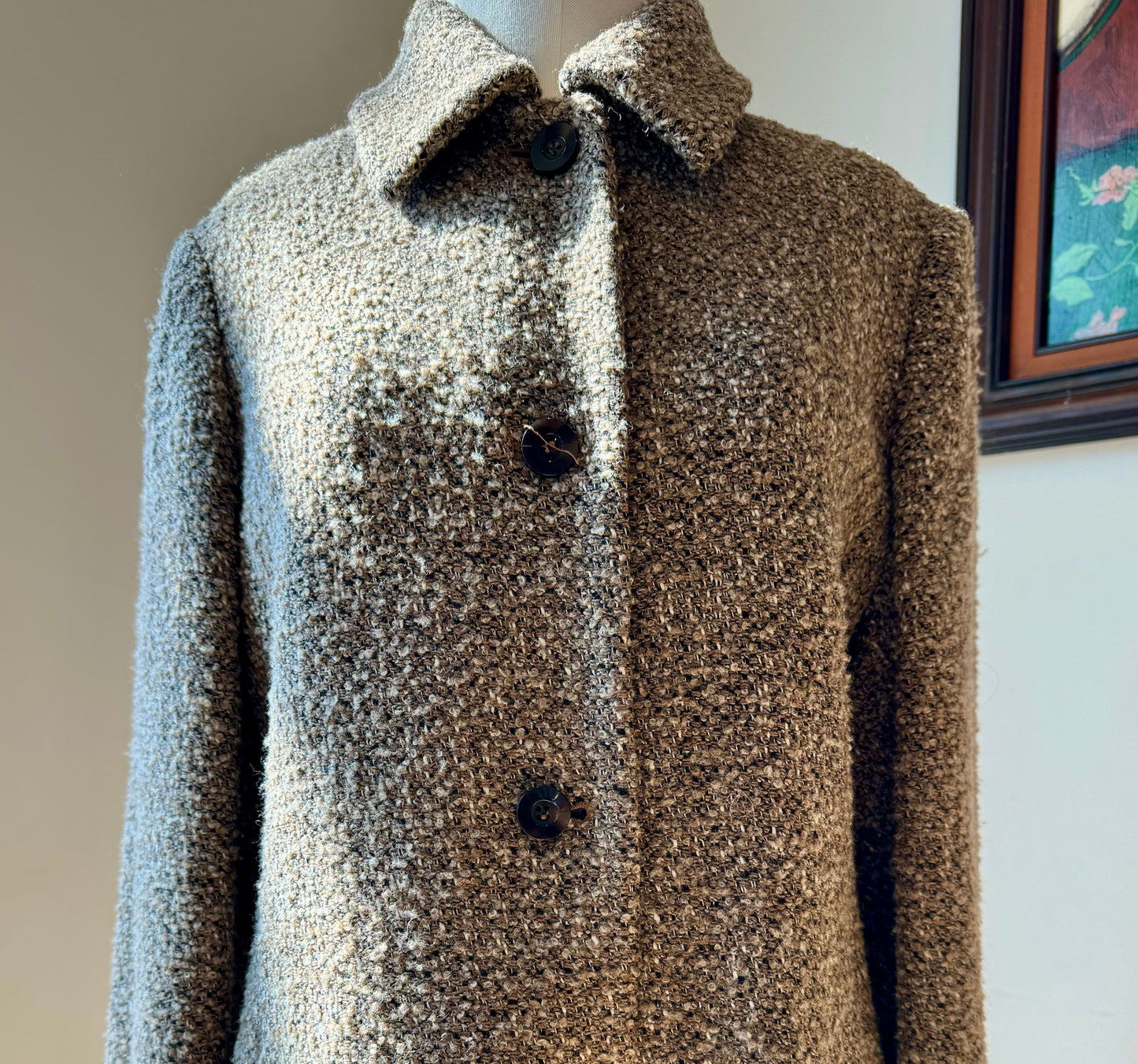 Vintage Anne Klein Teddy Bear Boucle Brown Coat