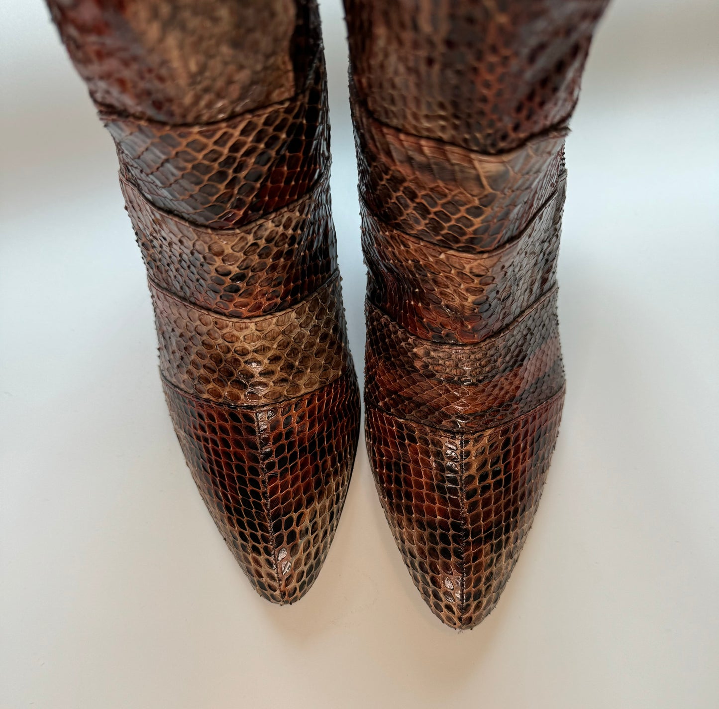 80s Disco Snake Skin Patchwork High Heel Tall Boots