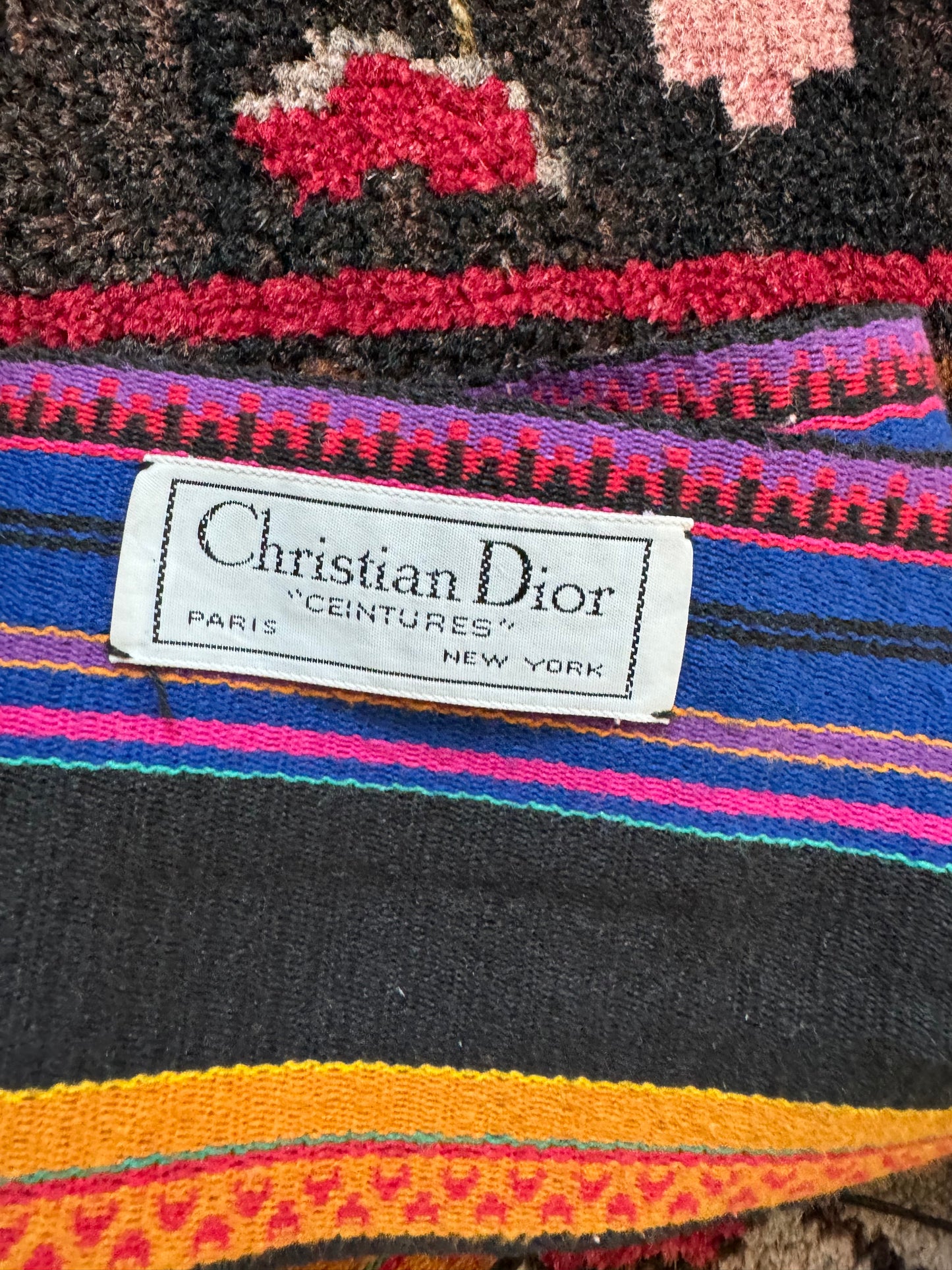 80s Christian Dior Boho Woven Multi Color Sash Belt