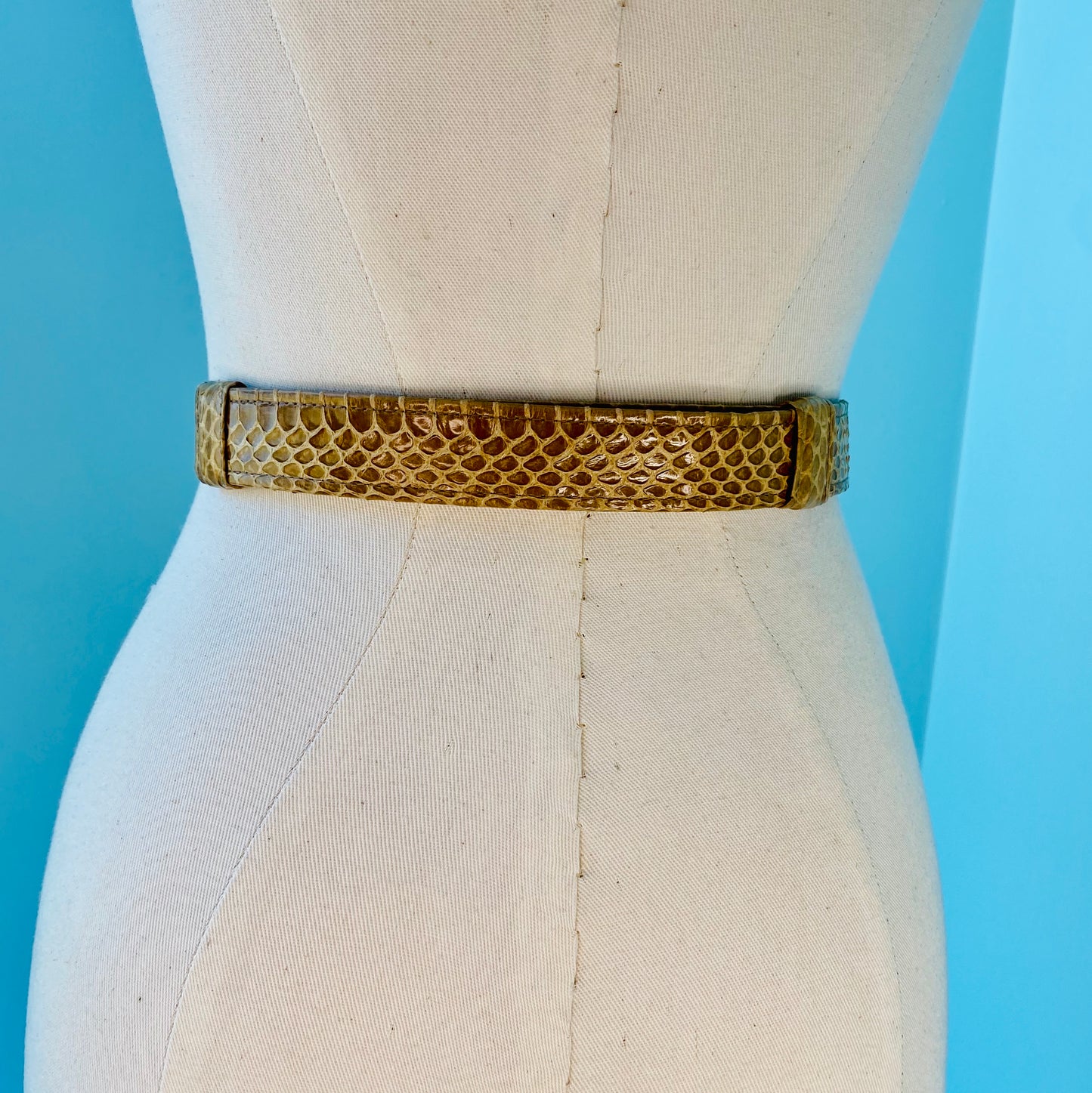 80s Disco Alexis Kirk 24k Gold Plated Buckle Reptile Belt