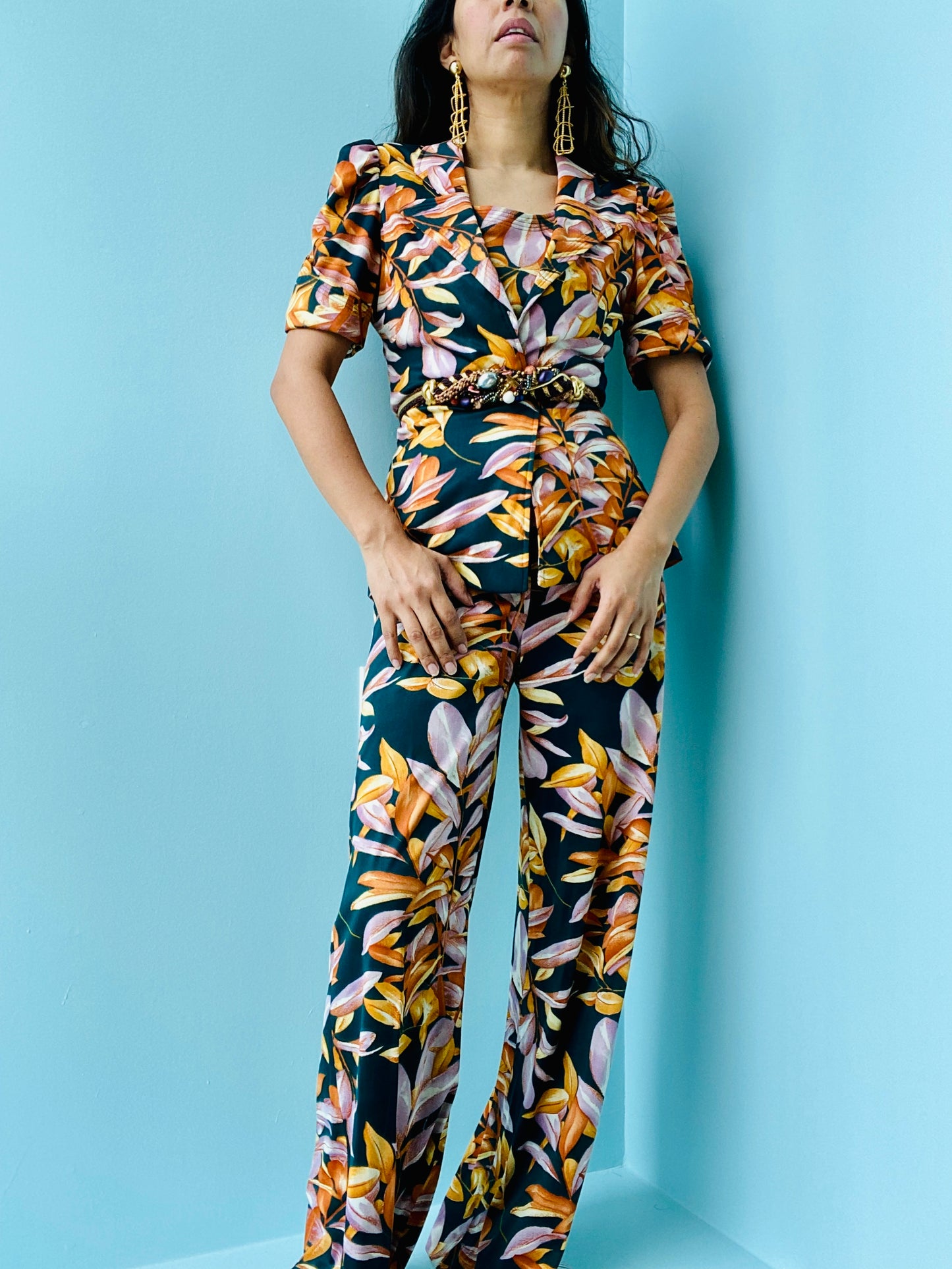 70s Union Made Bell Bottoms Big Collar 3 Piece Printed Ensemble