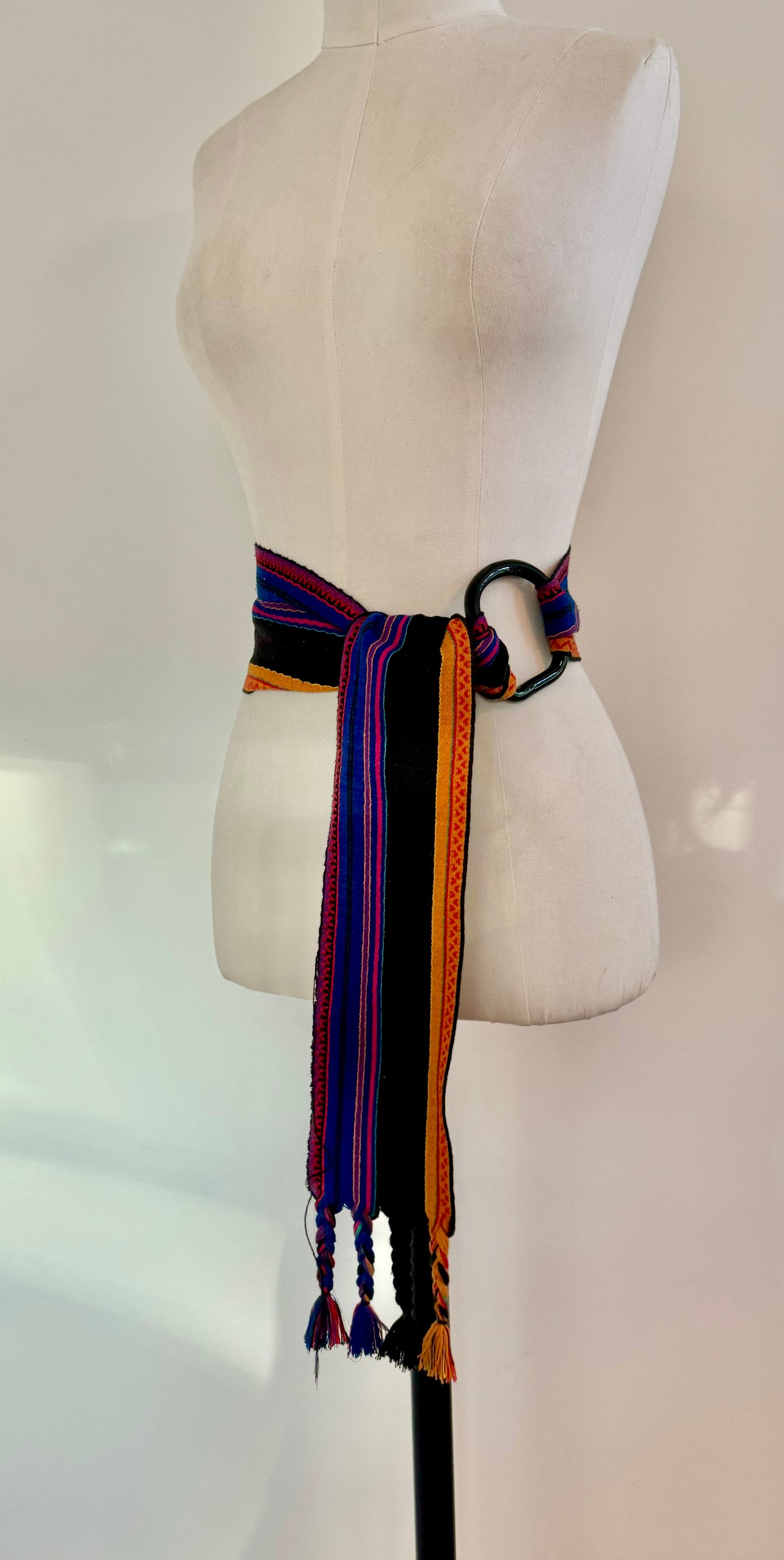 80s Christian Dior Boho Woven Multi Color Sash Belt